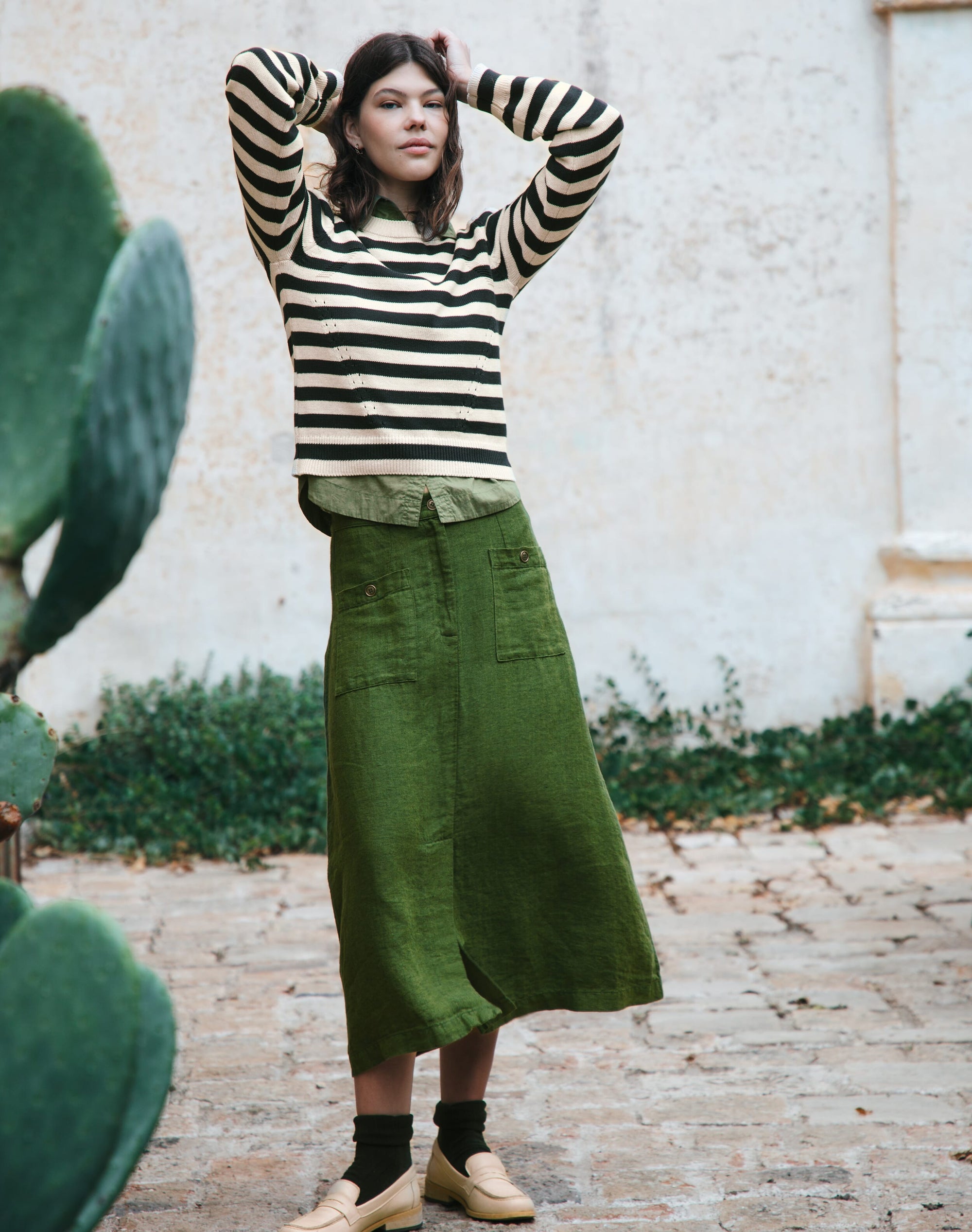 Herringbone Linen Skirt