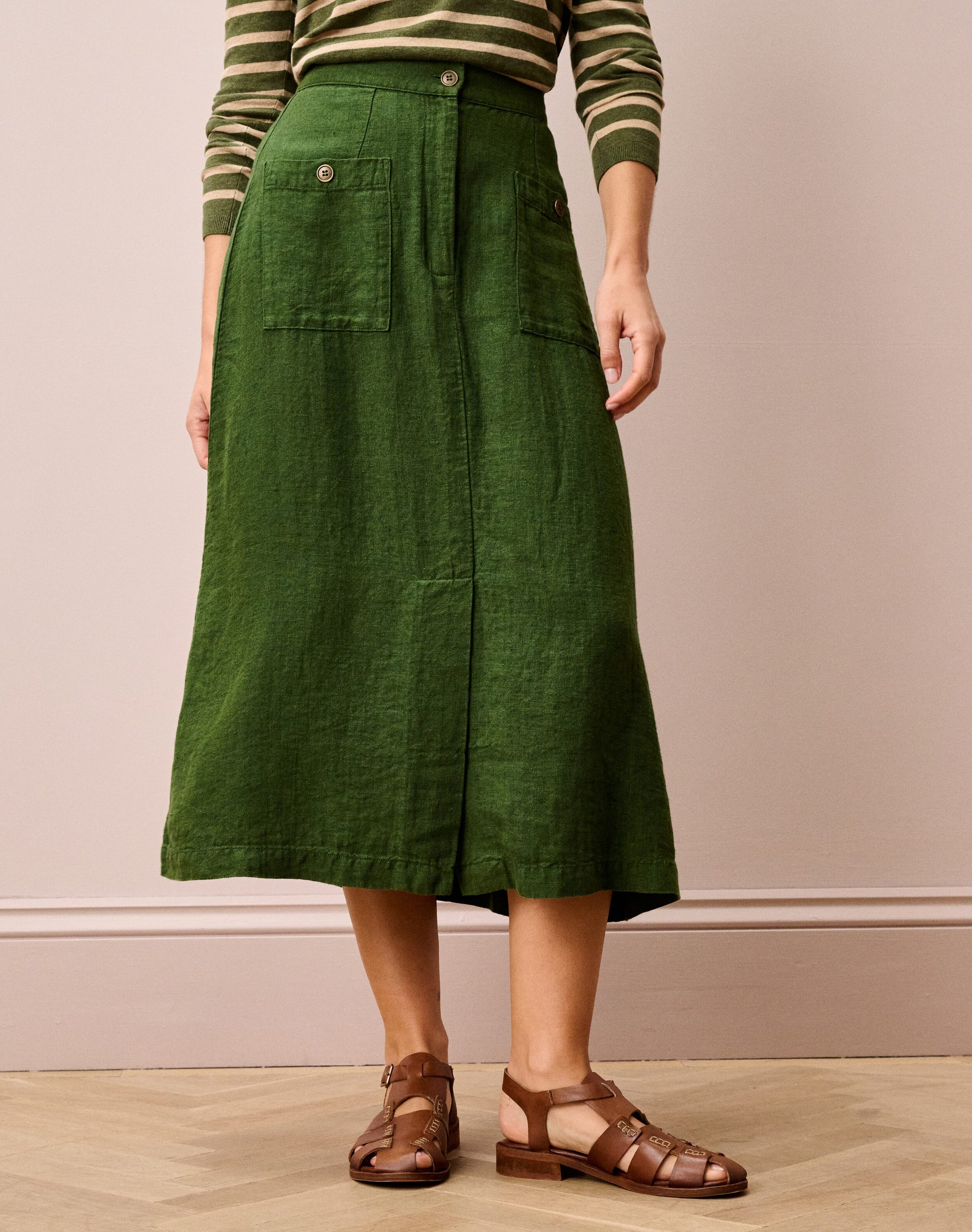 Herringbone Linen Skirt