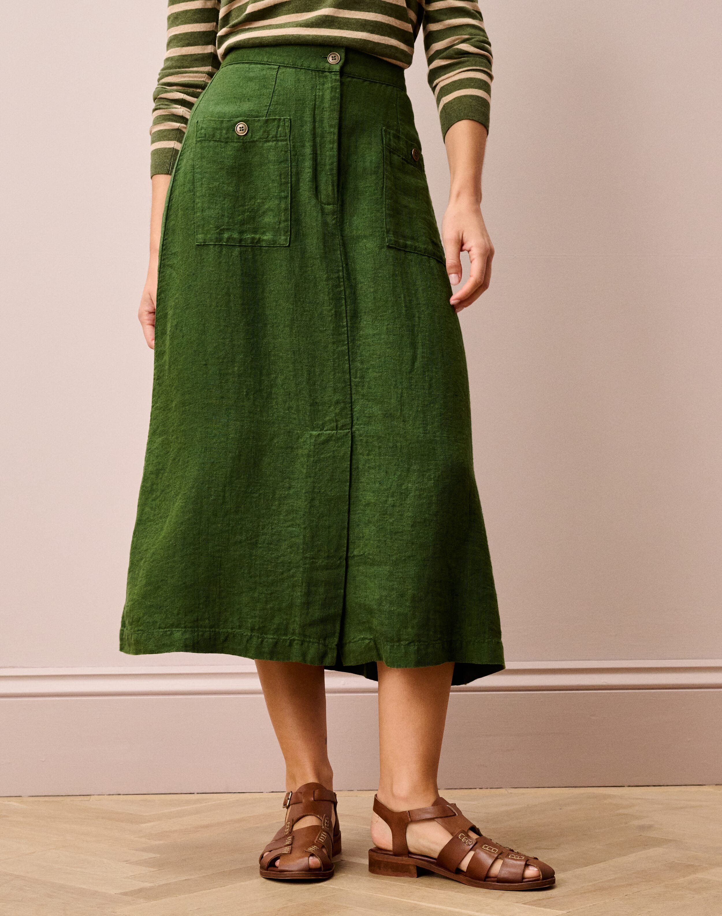 Herringbone Linen Skirt