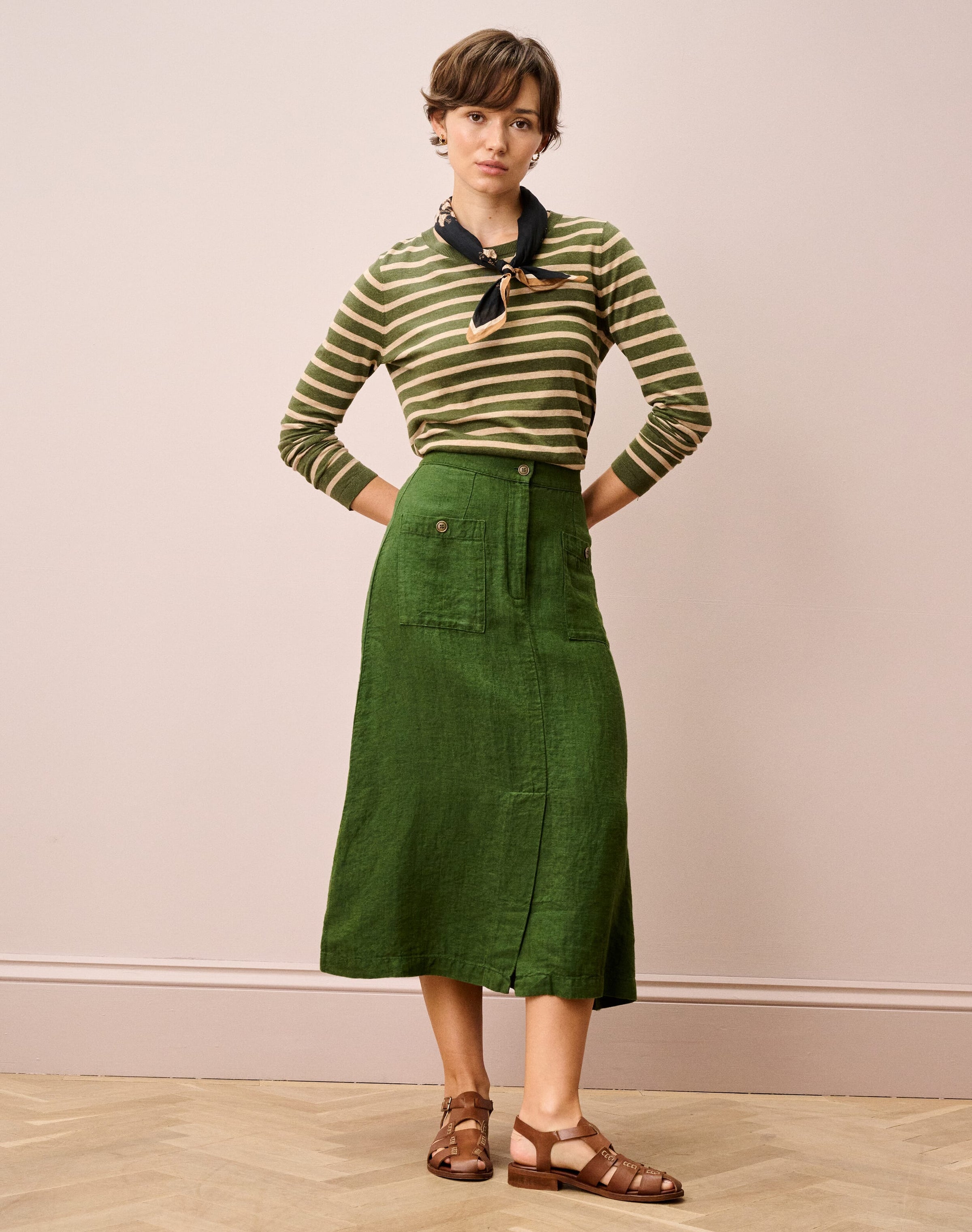 Herringbone Linen Skirt
