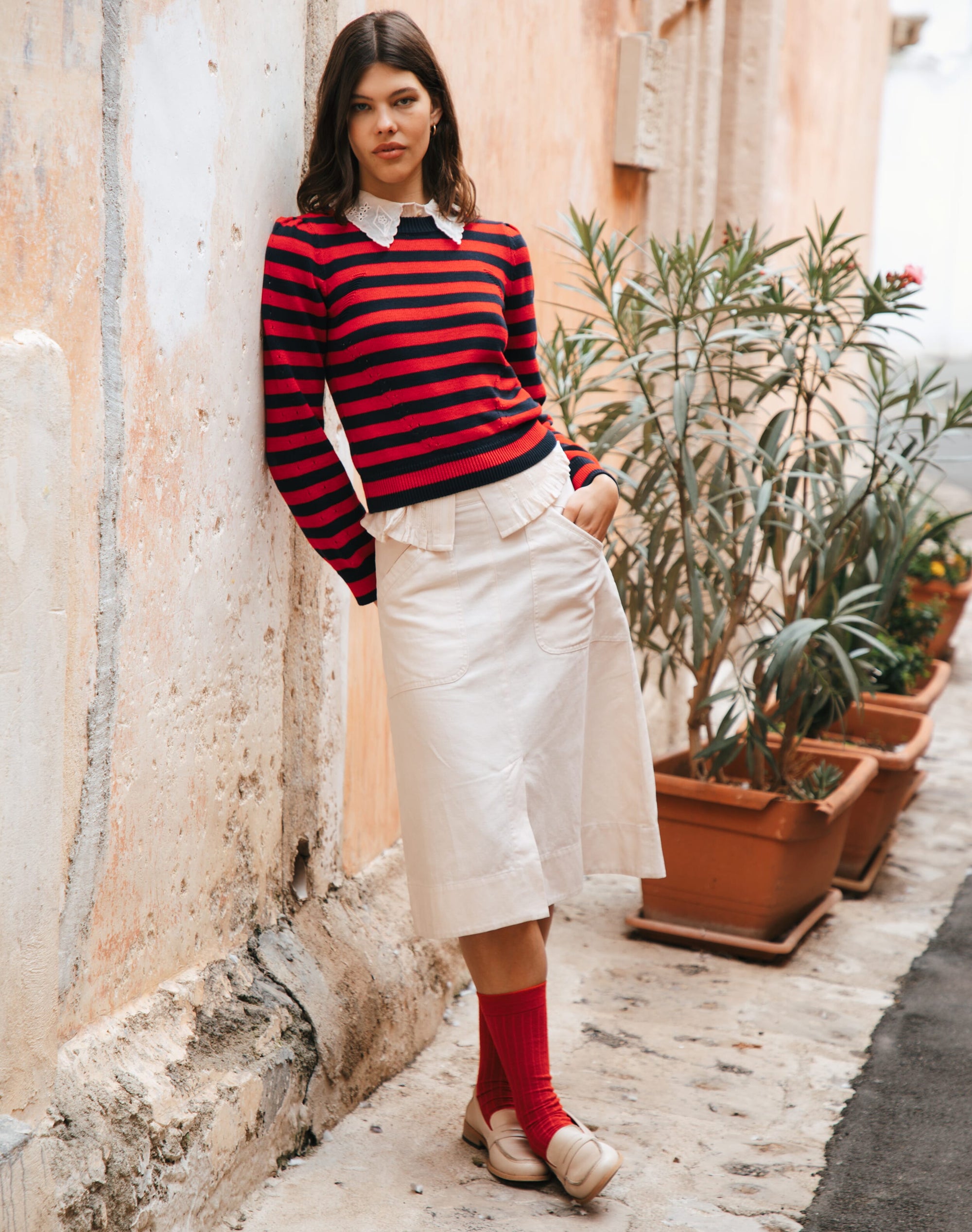 Cotton Linen Utility Skirt