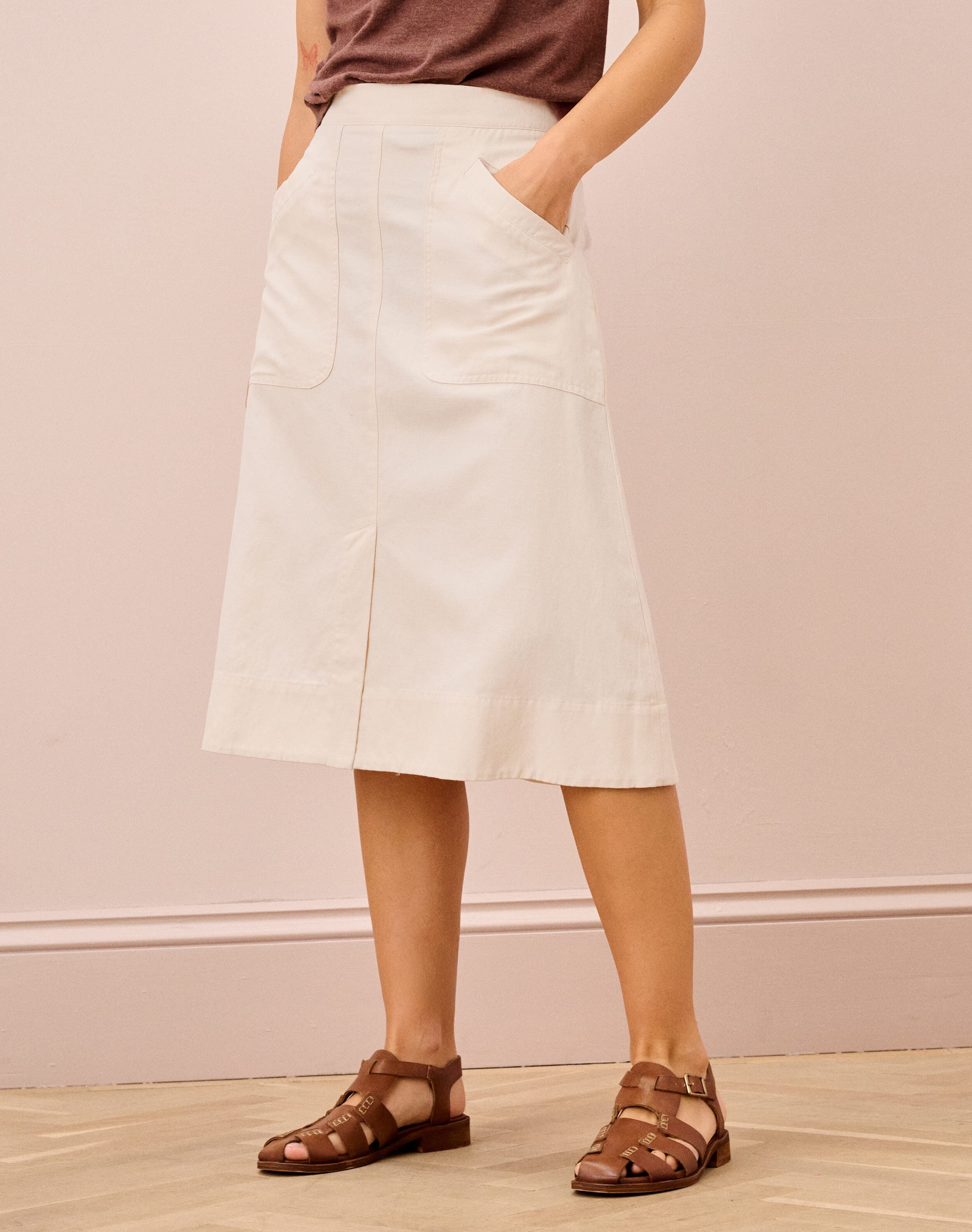 Cotton Linen Utility Skirt