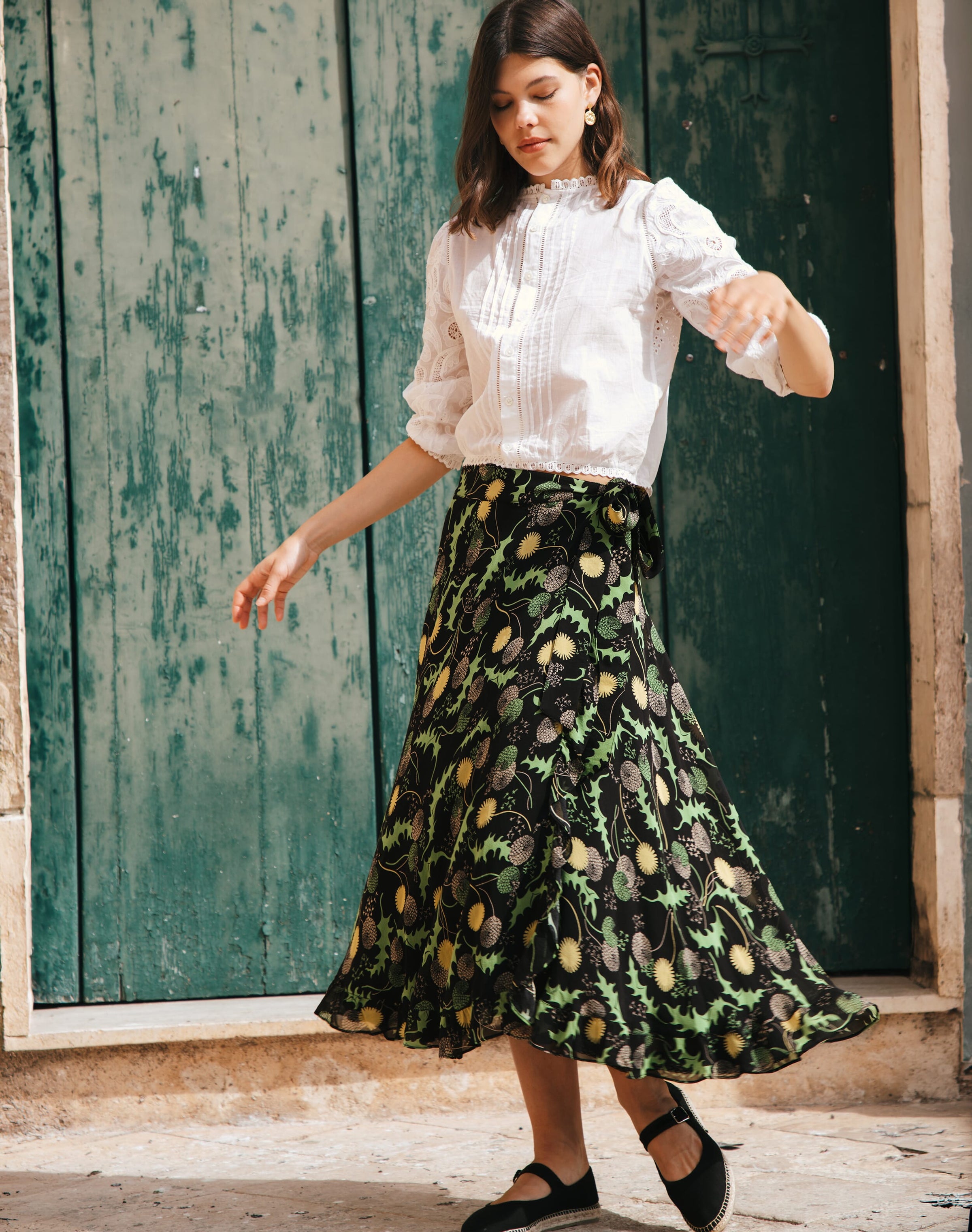 Silk Frill Wrap Skirt