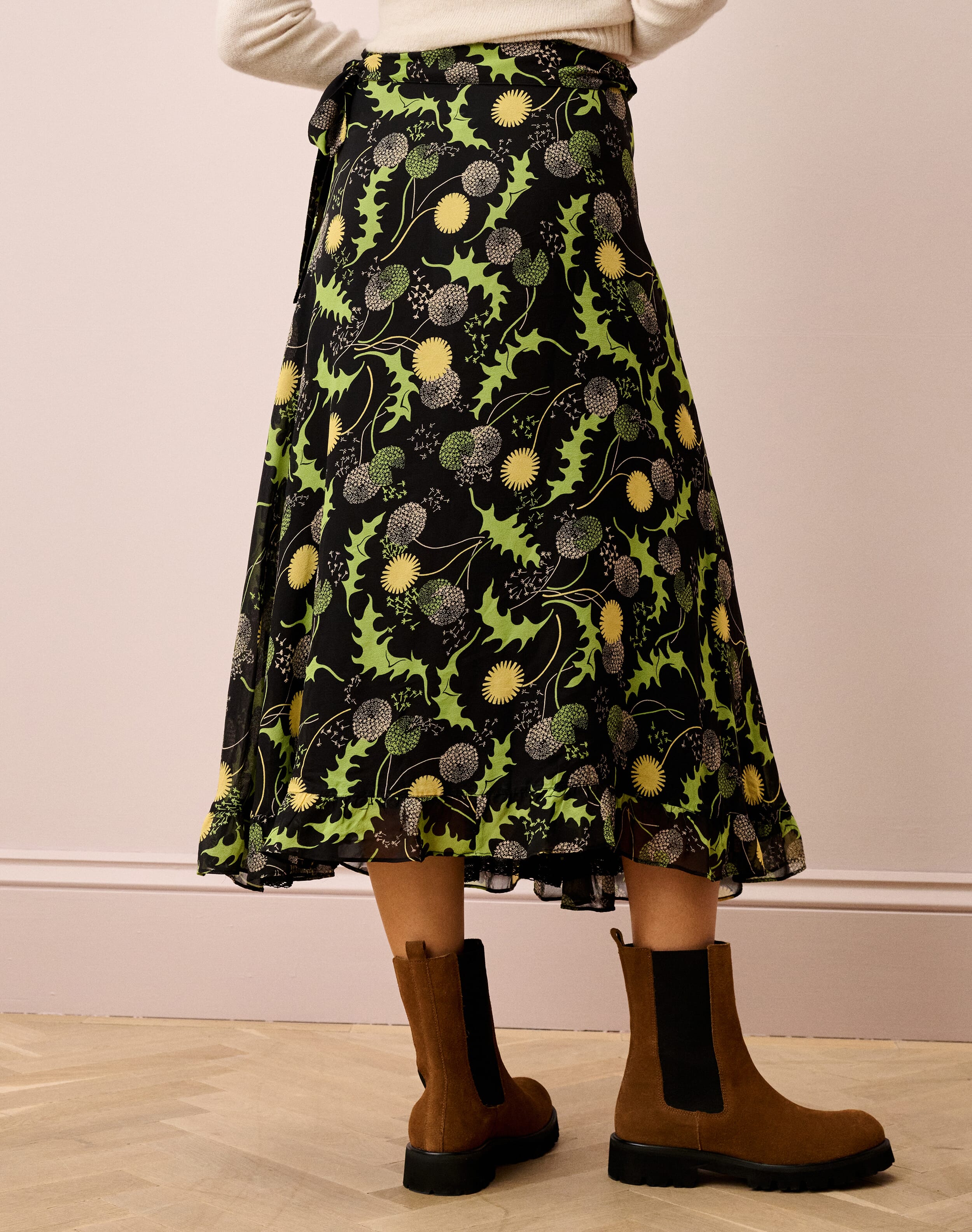 Silk Frill Wrap Skirt