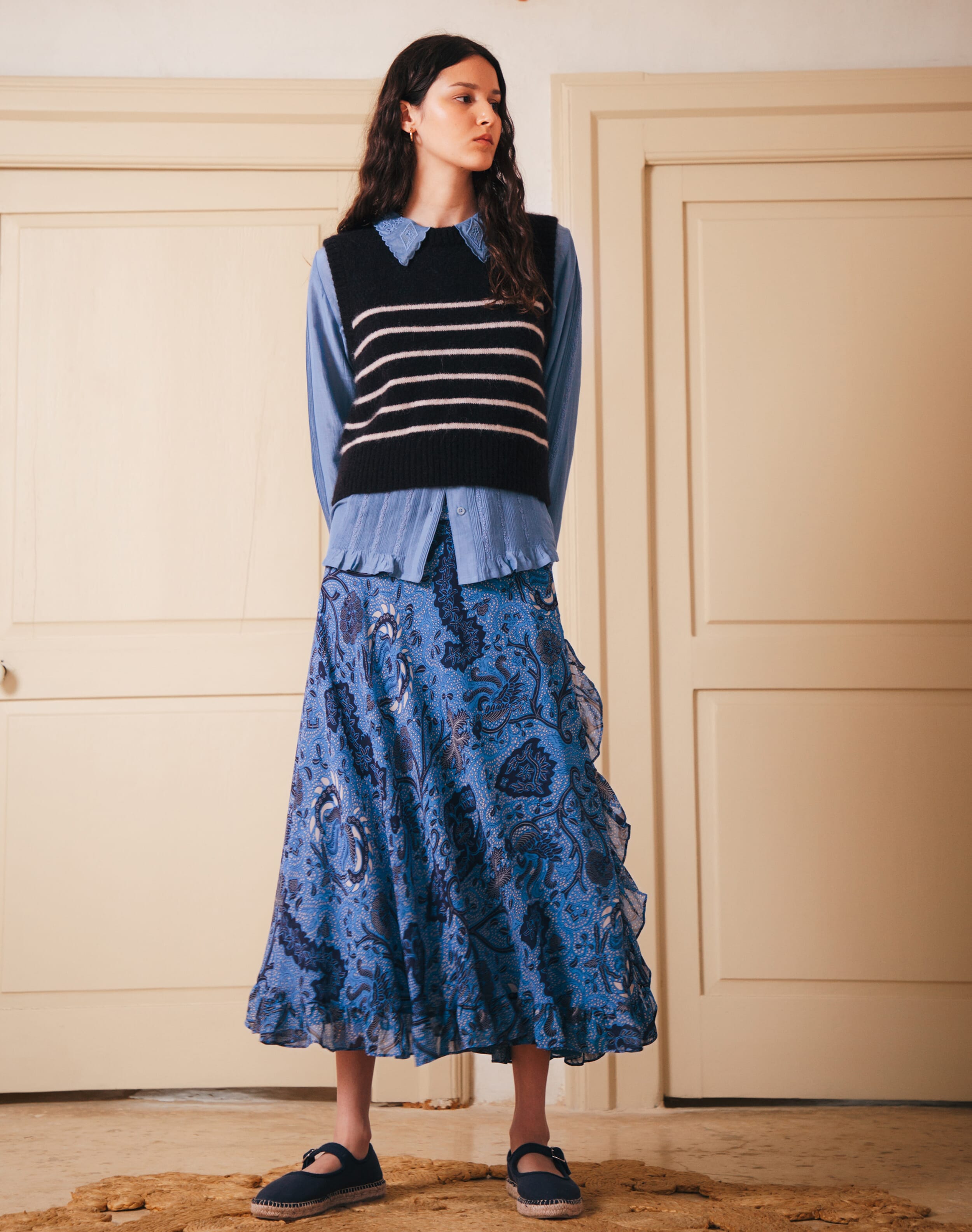 Silk Frill Wrap Skirt