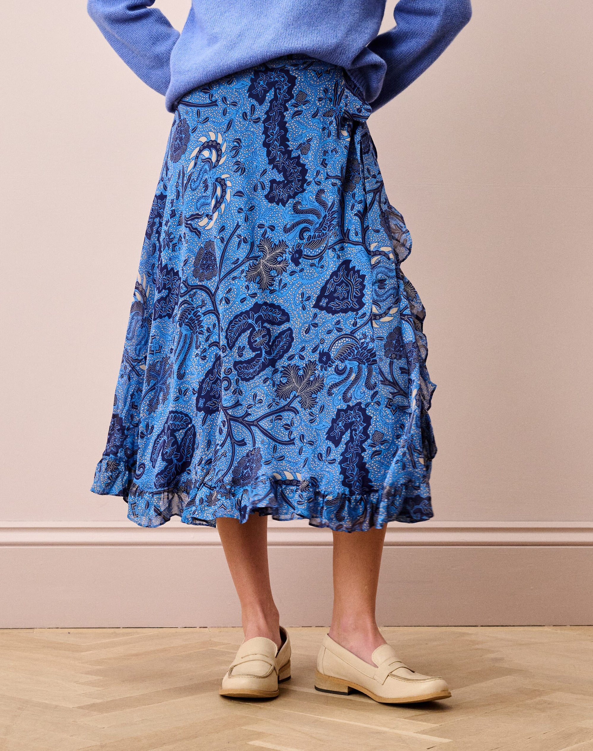 Silk Frill Wrap Skirt