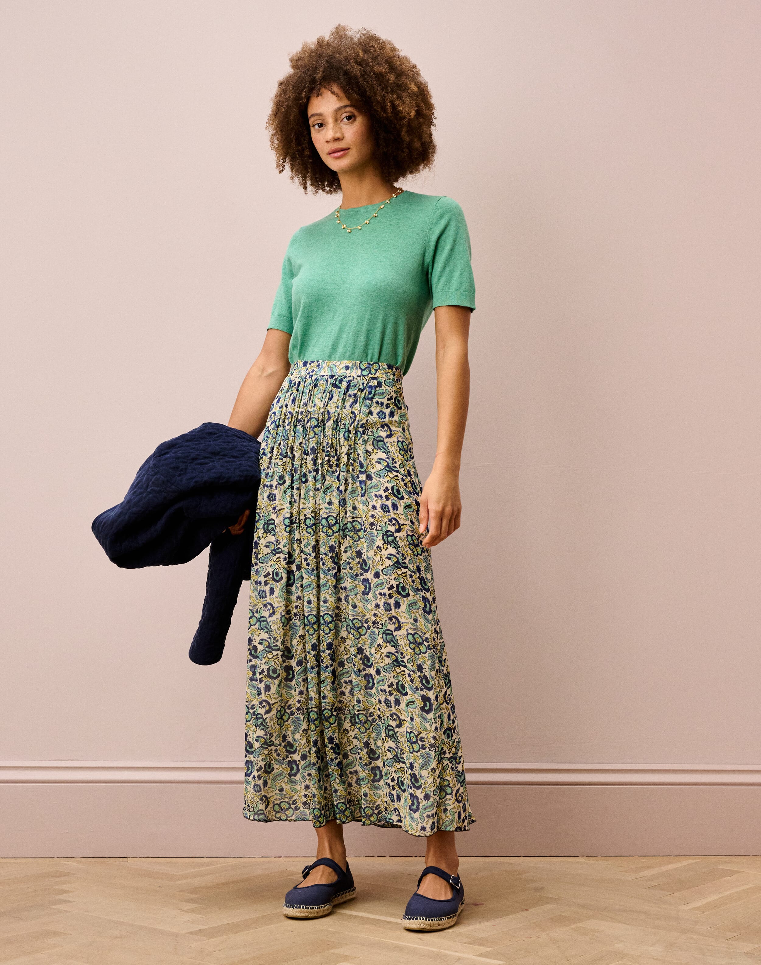 Silk Pintuck Skirt