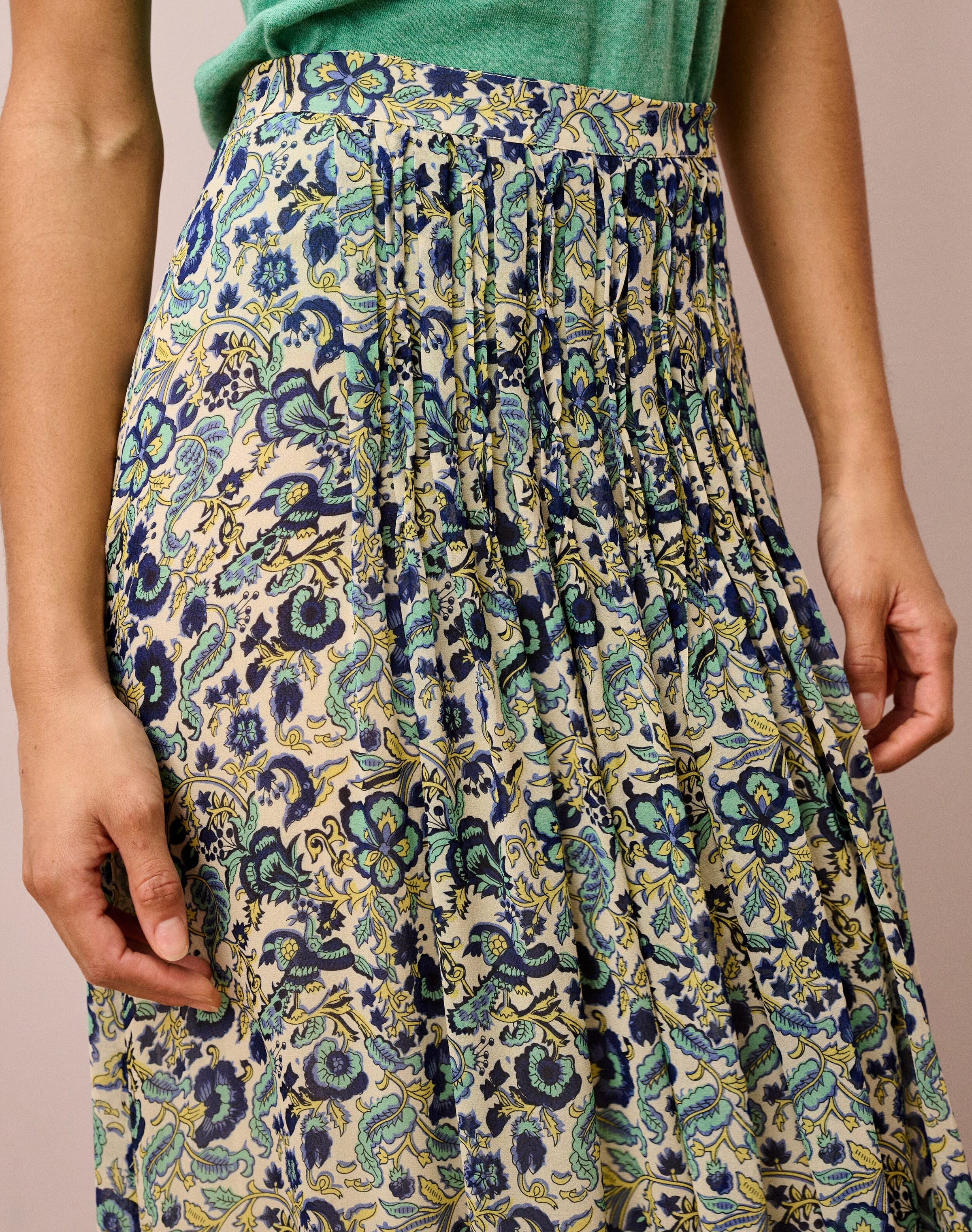 Silk Pintuck Skirt