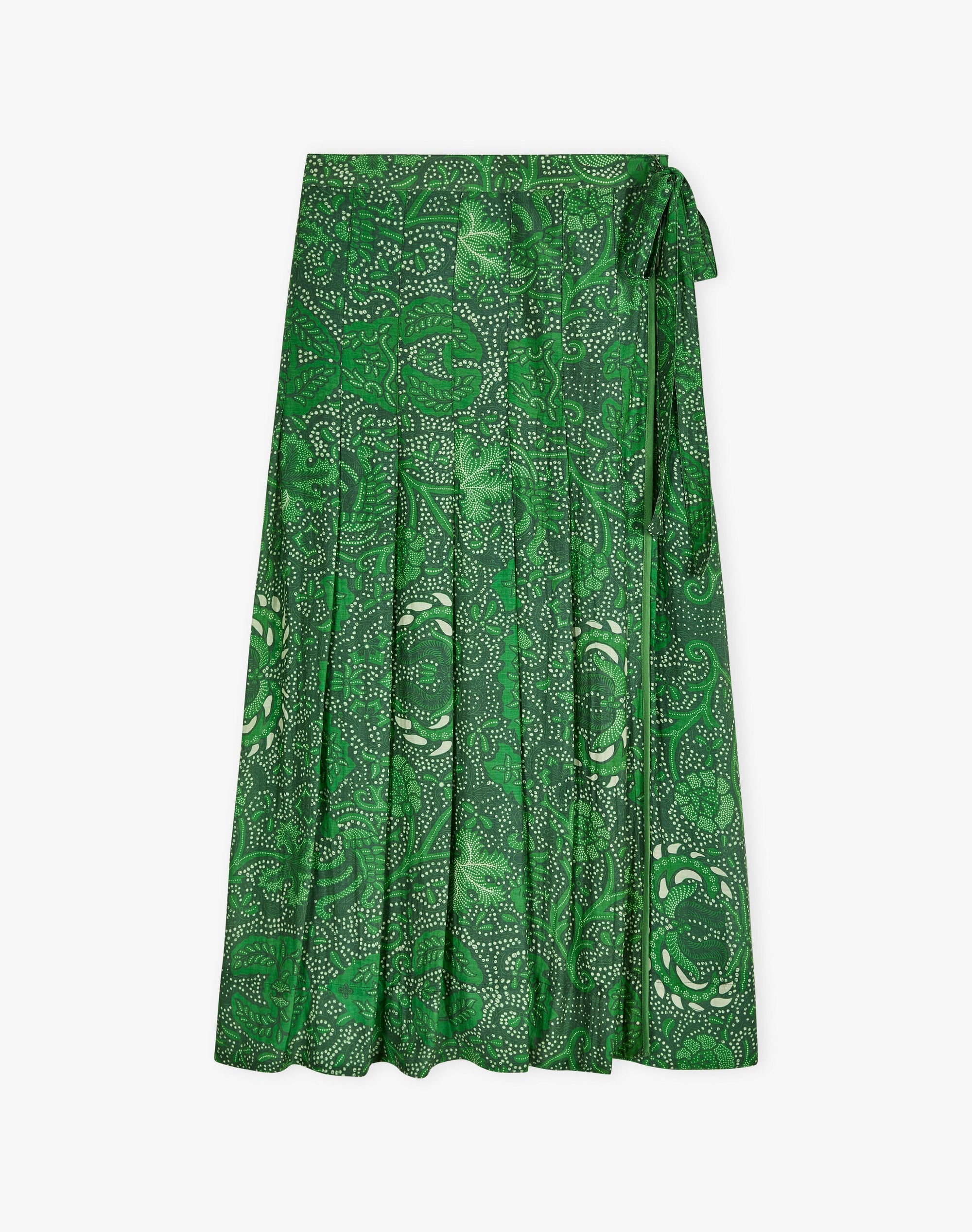 Silk Cotton Pleated Wrap Skirt