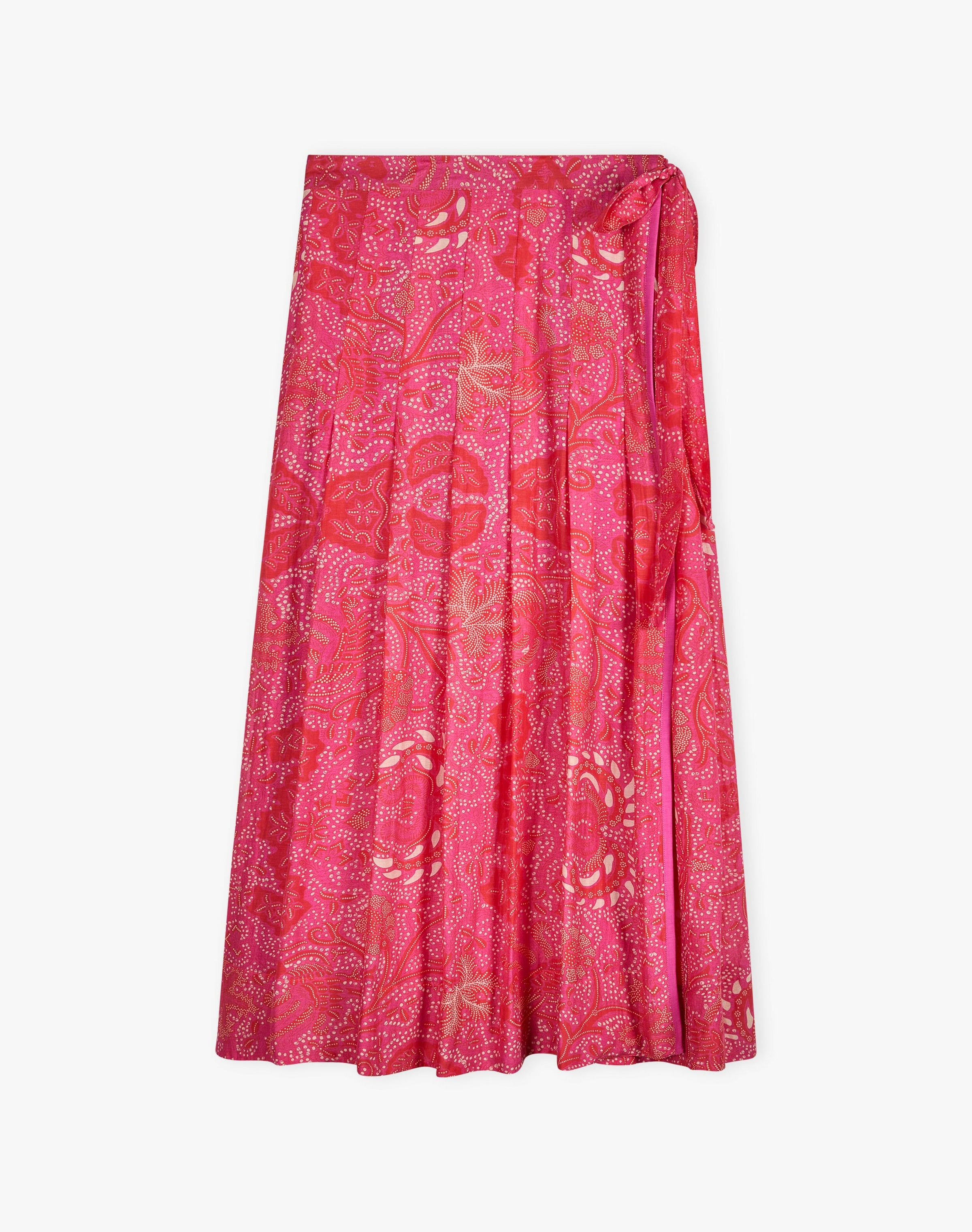 Silk Cotton Pleated Wrap Skirt
