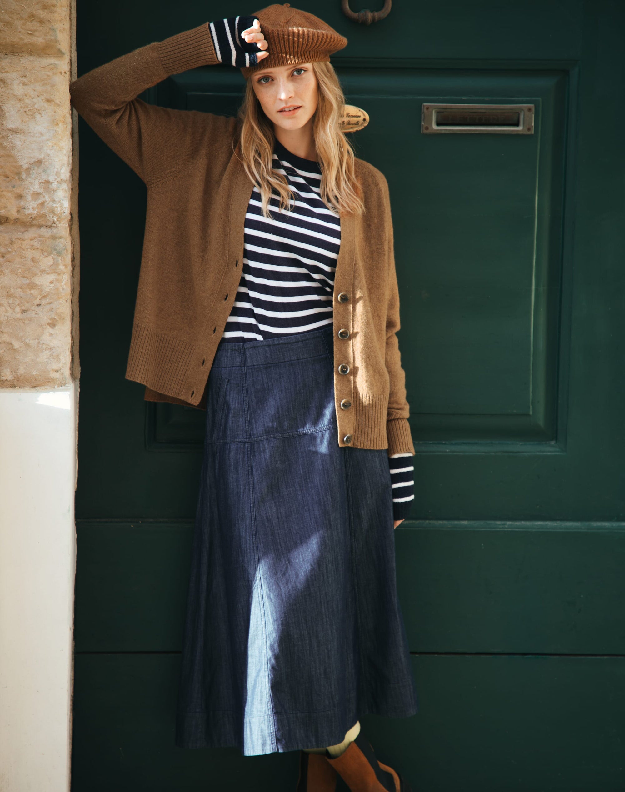 Cotton Denim Utility Skirt