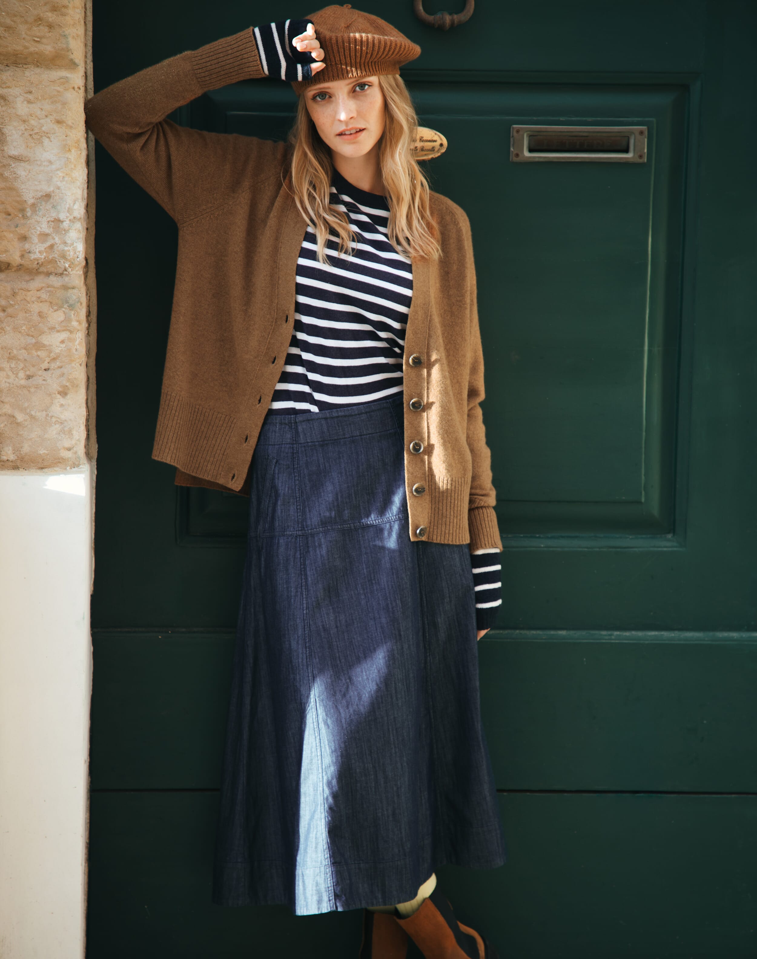 Cotton Denim Utility Skirt
