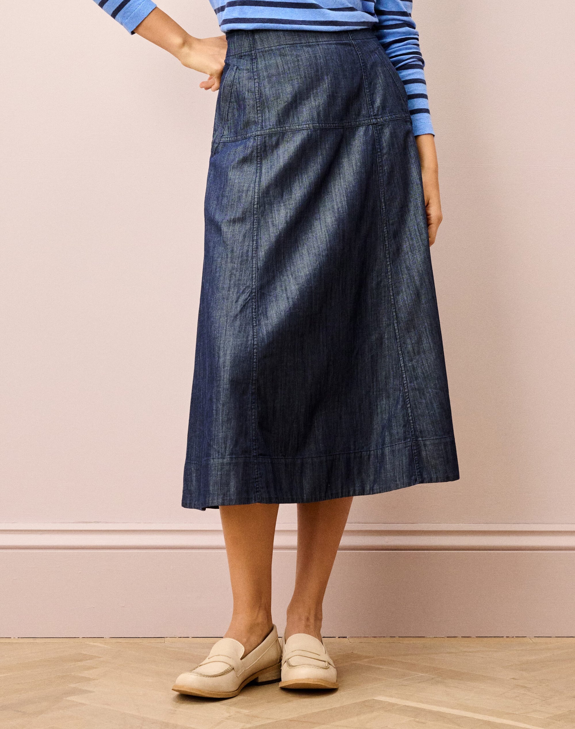 Cotton Denim Utility Skirt