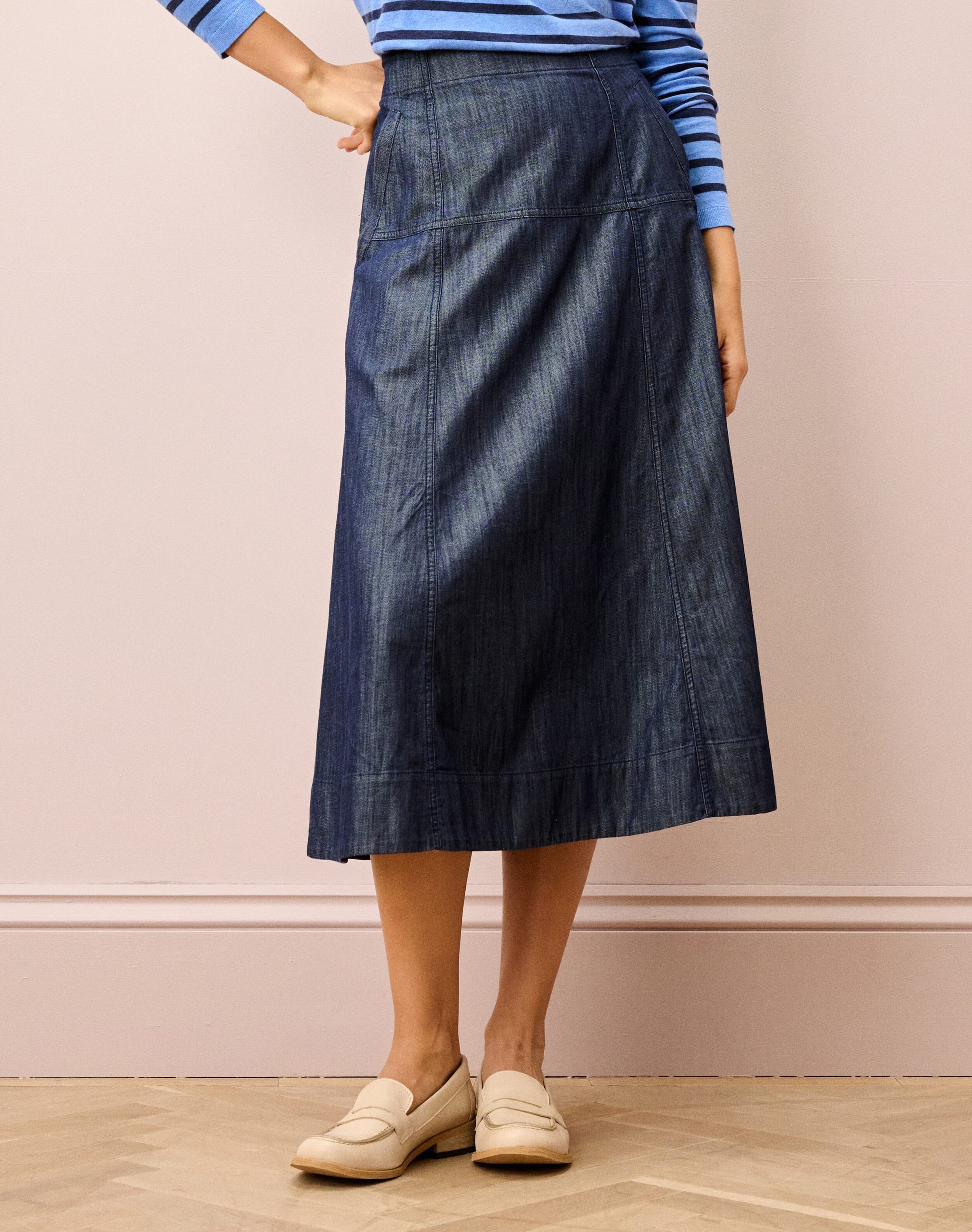 Cotton Denim Utility Skirt