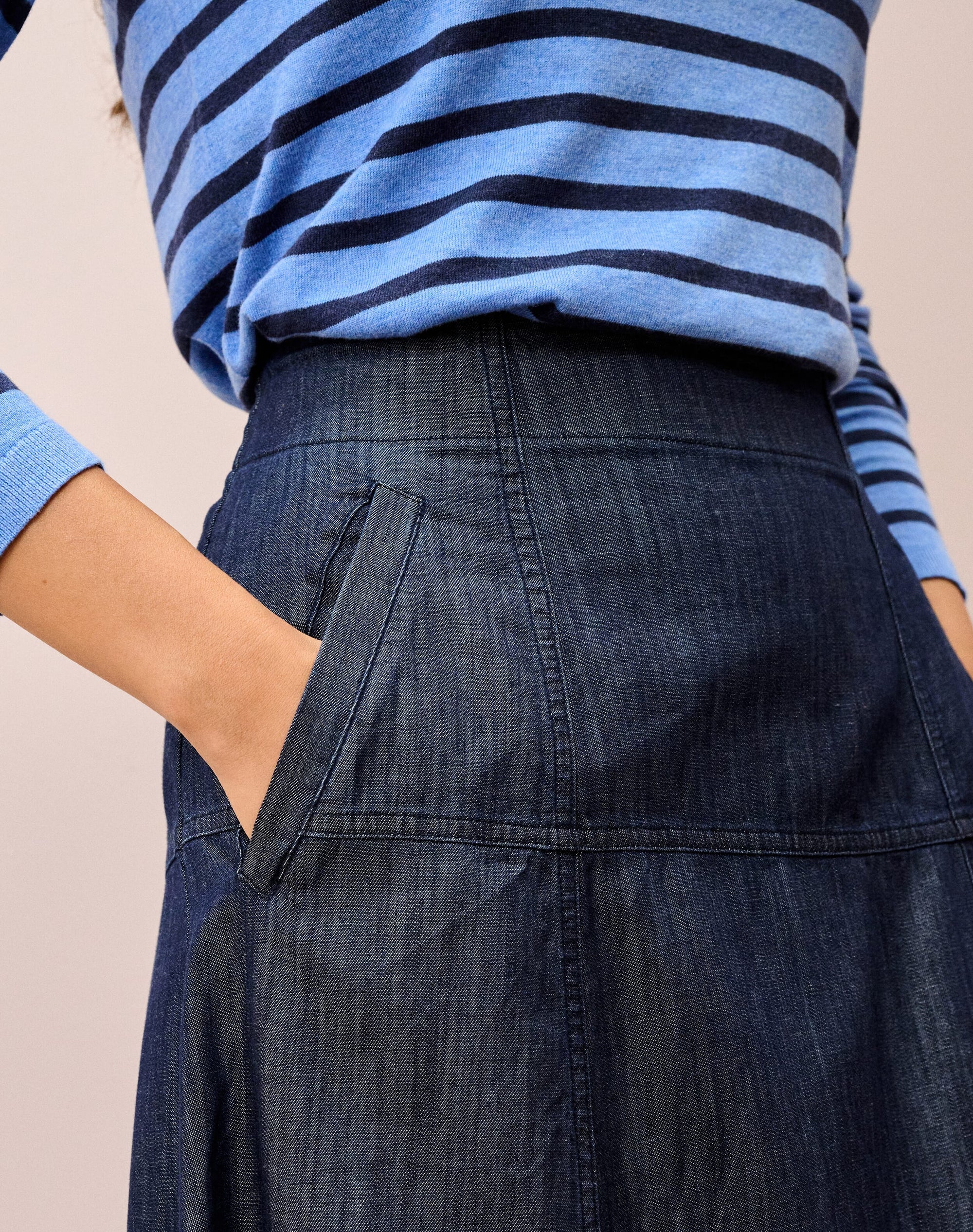 Cotton Denim Utility Skirt
