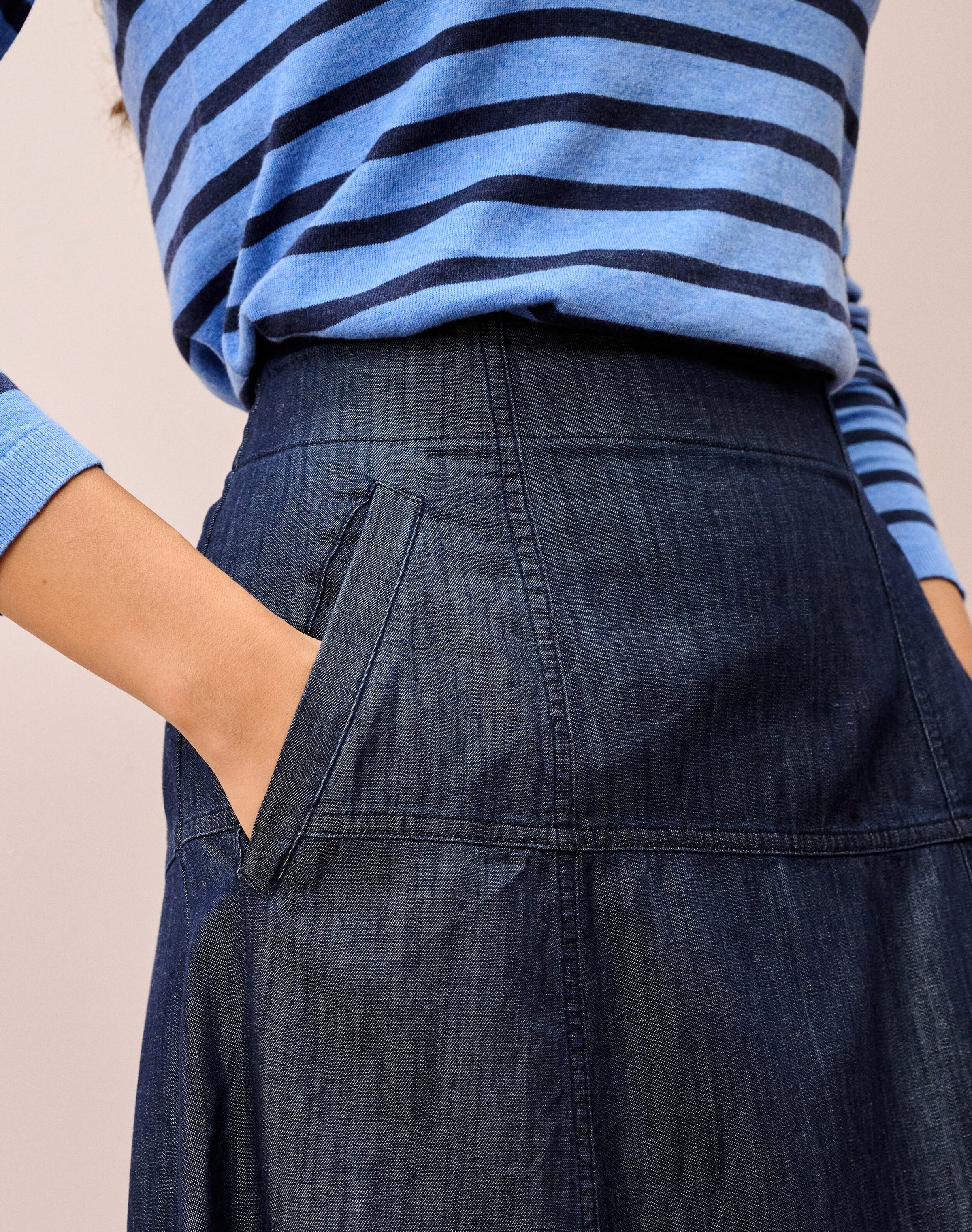 Cotton Denim Utility Skirt