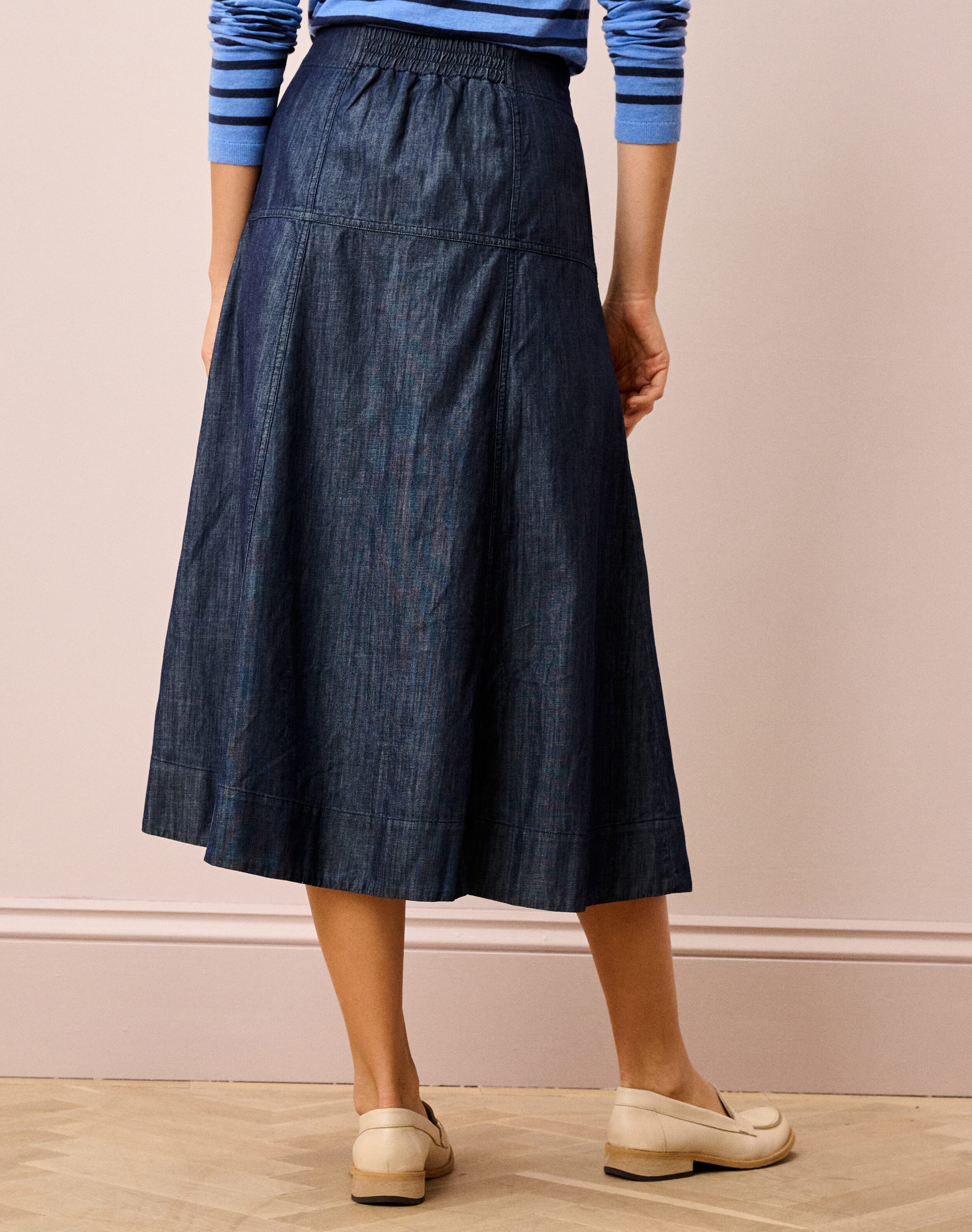 Cotton Denim Utility Skirt