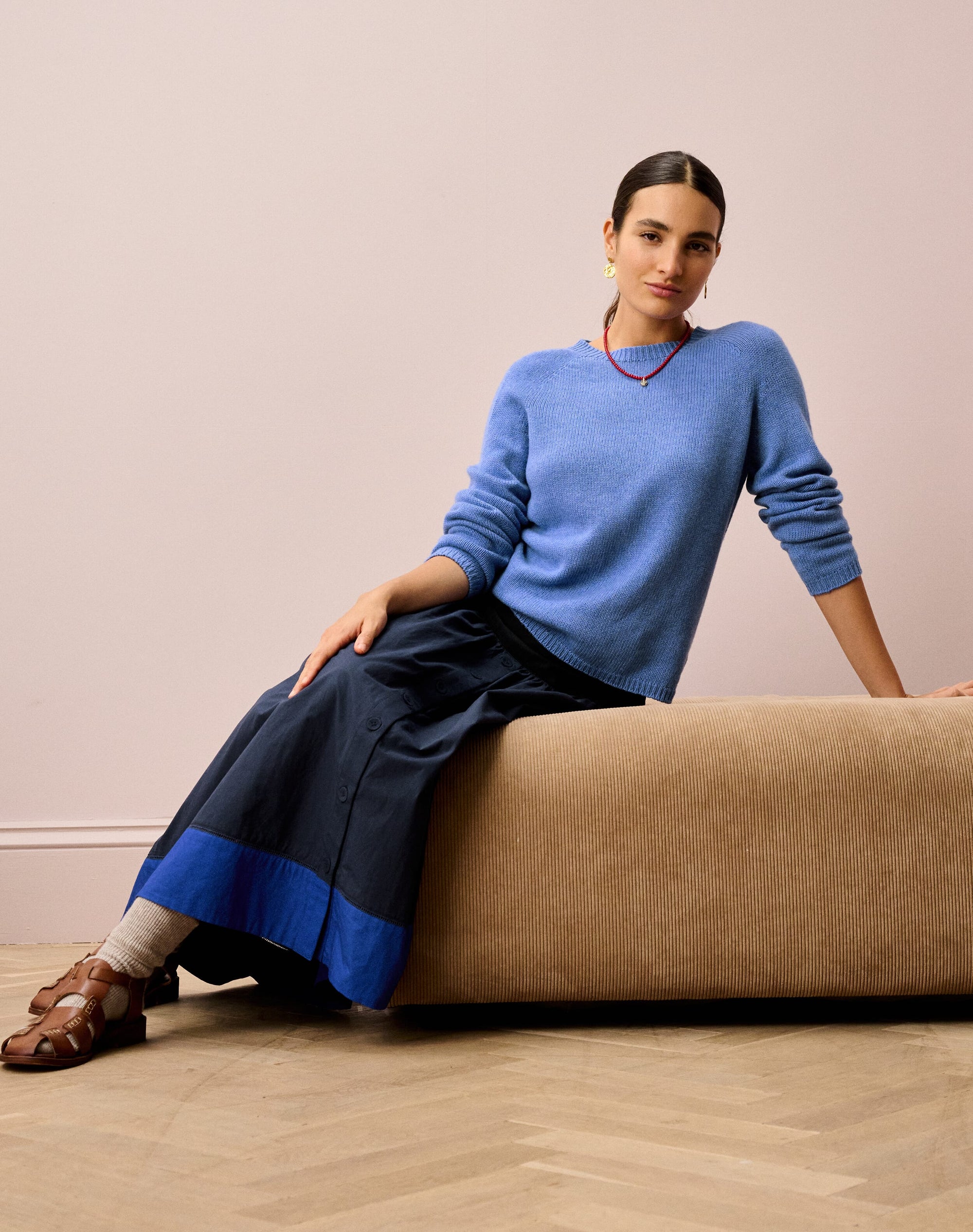 Cotton Poplin Colour Block Skirt
