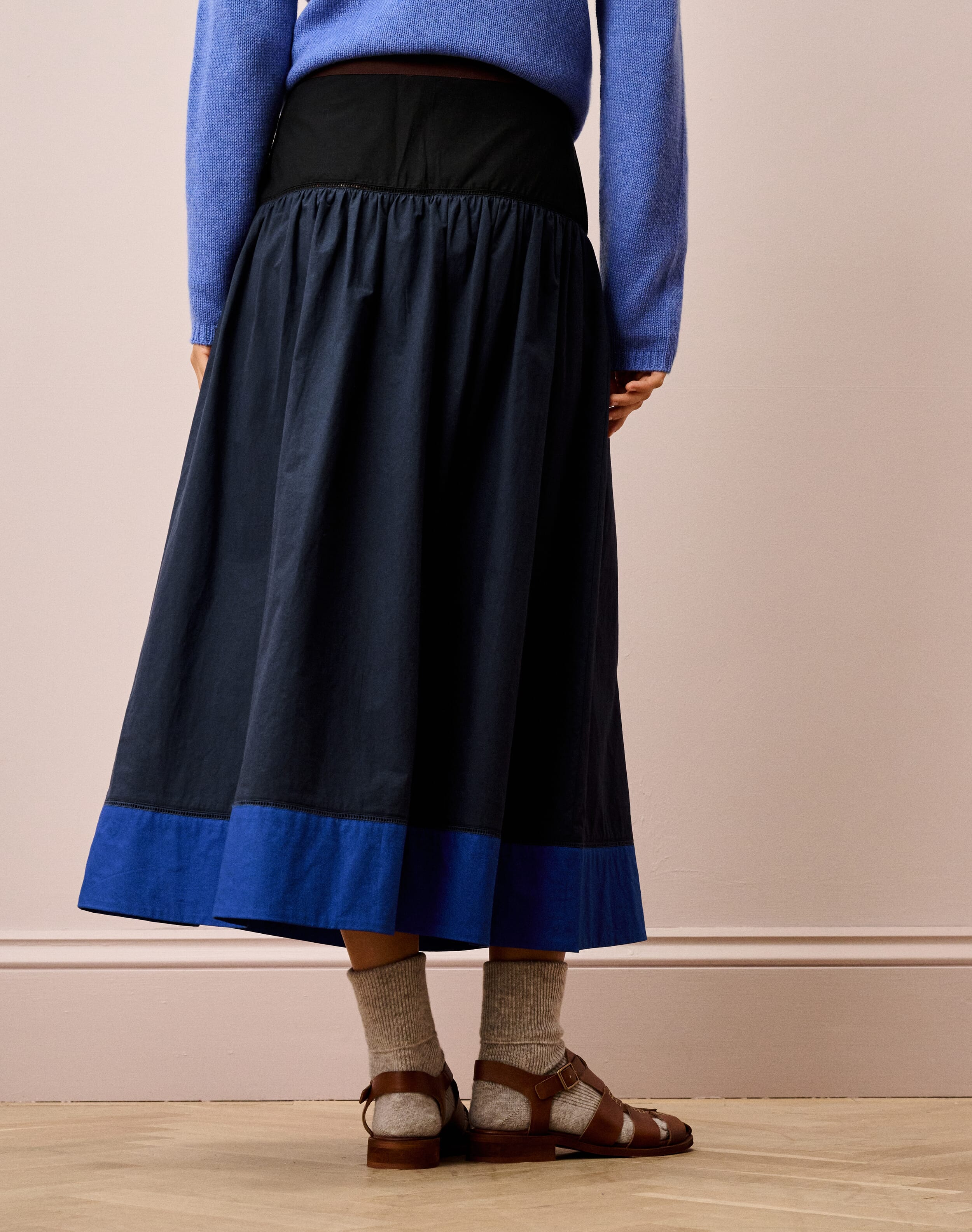 Cotton Poplin Colour Block Skirt
