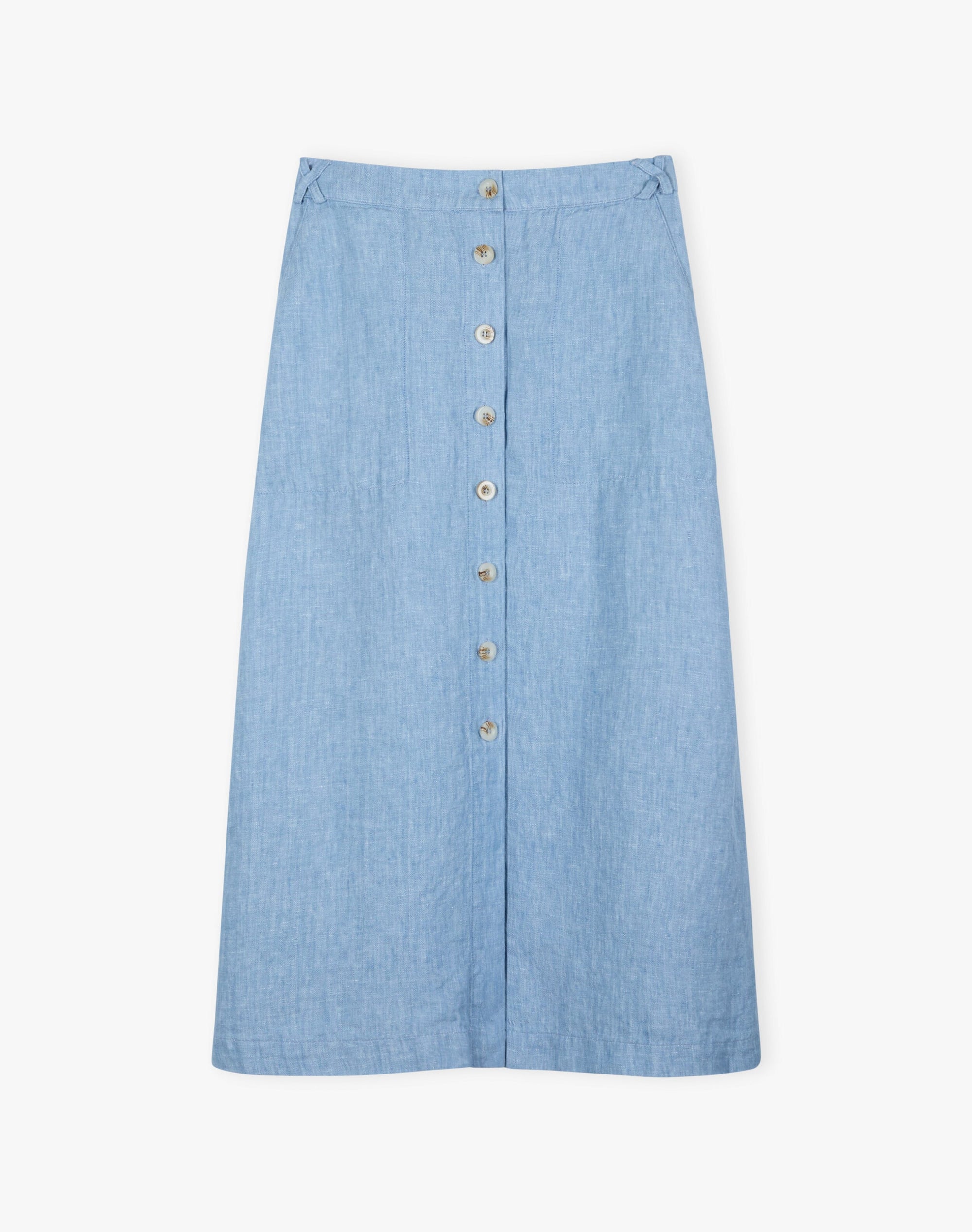 Herringbone Linen Button Through Skirt