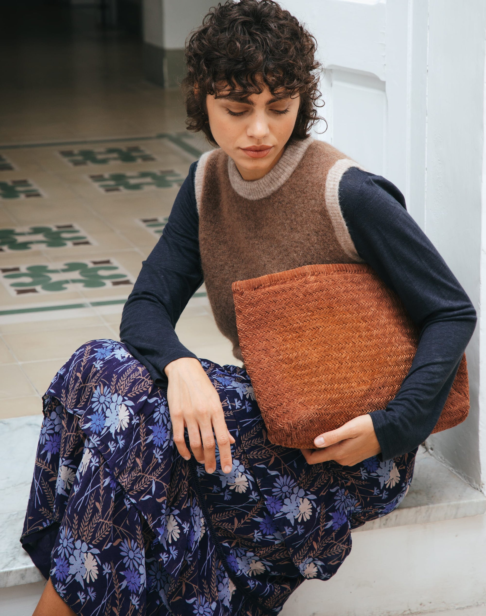 Silk Floral Print Skirt