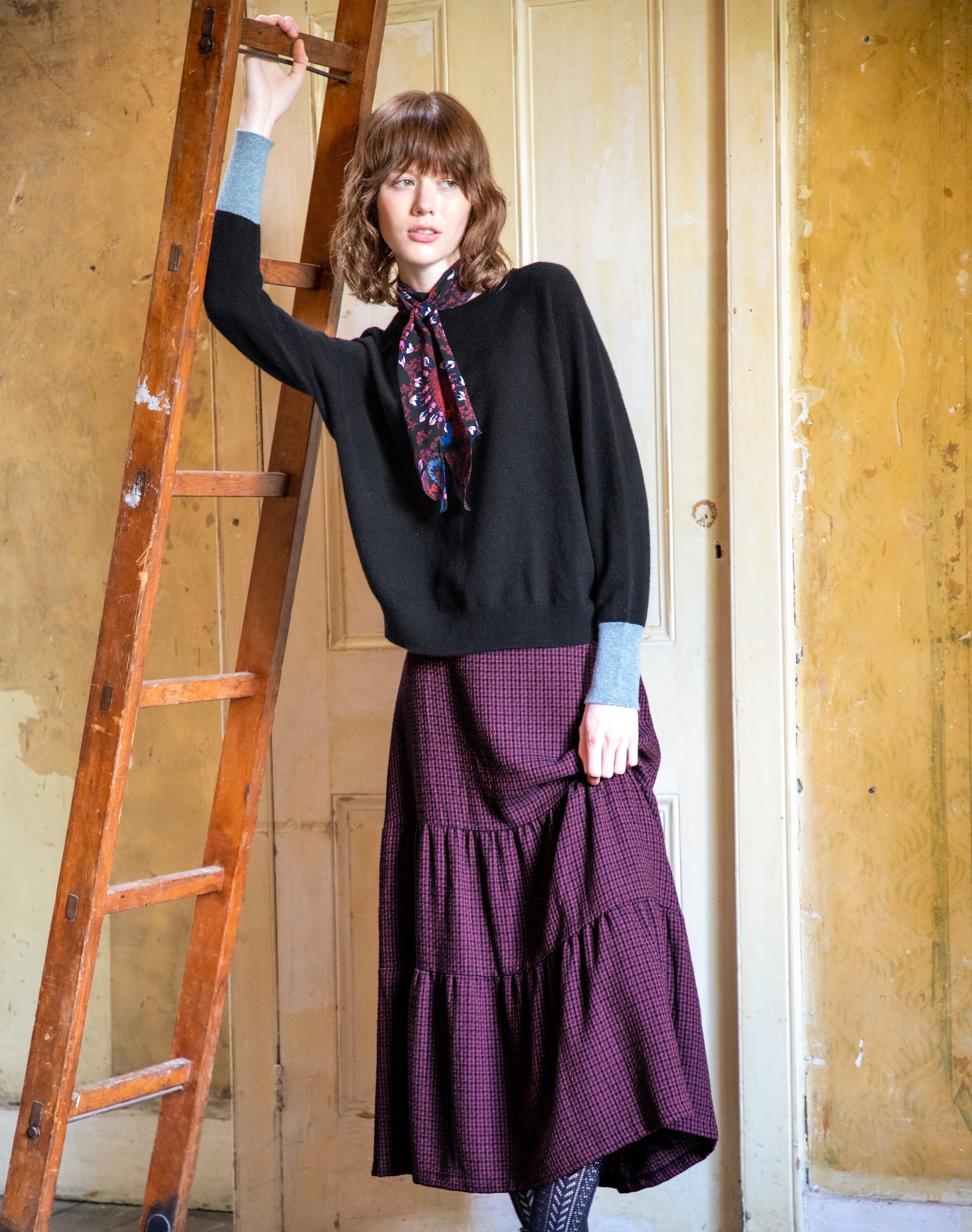 Textured Weave Tiered Skirt