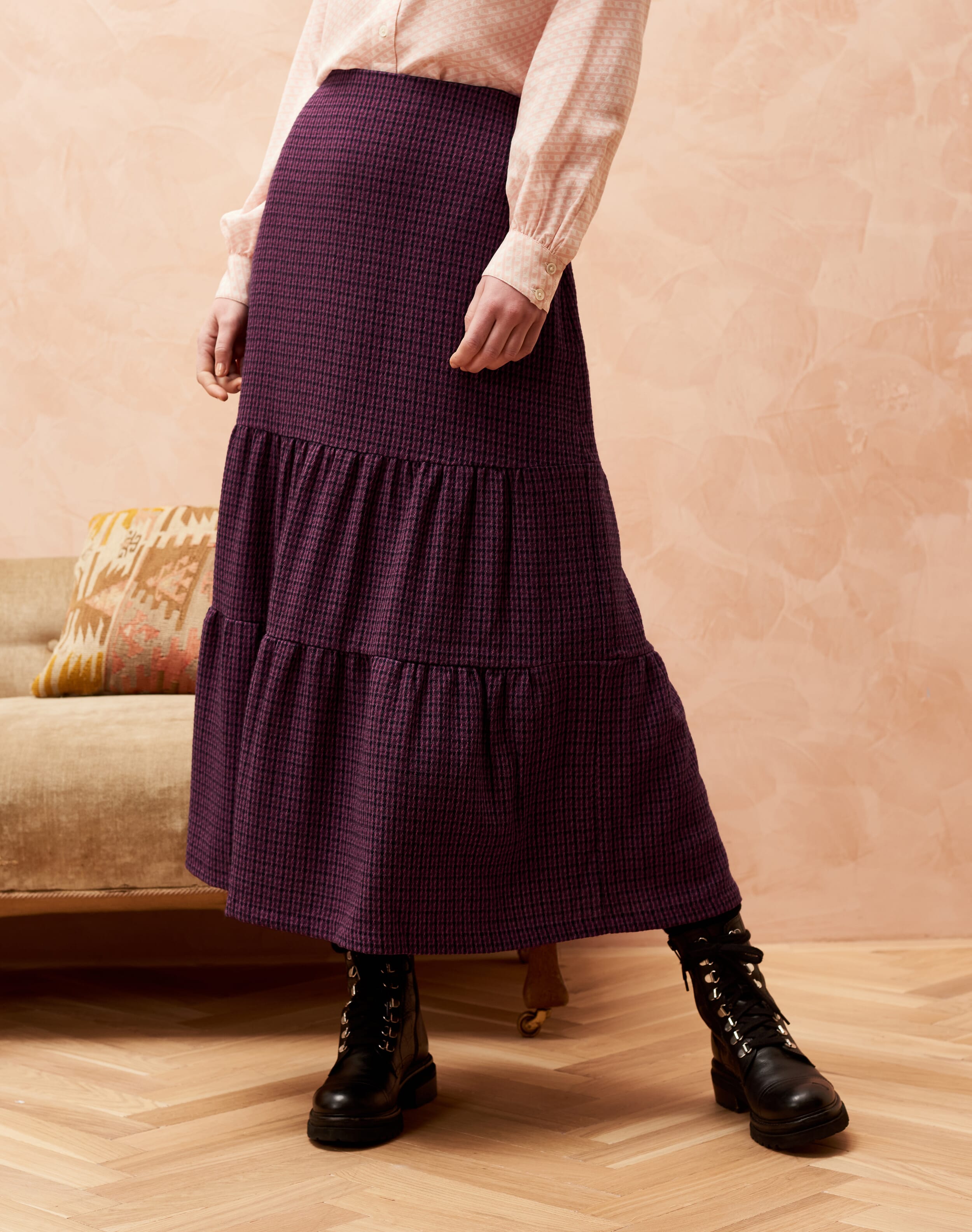 Textured Weave Tiered Skirt