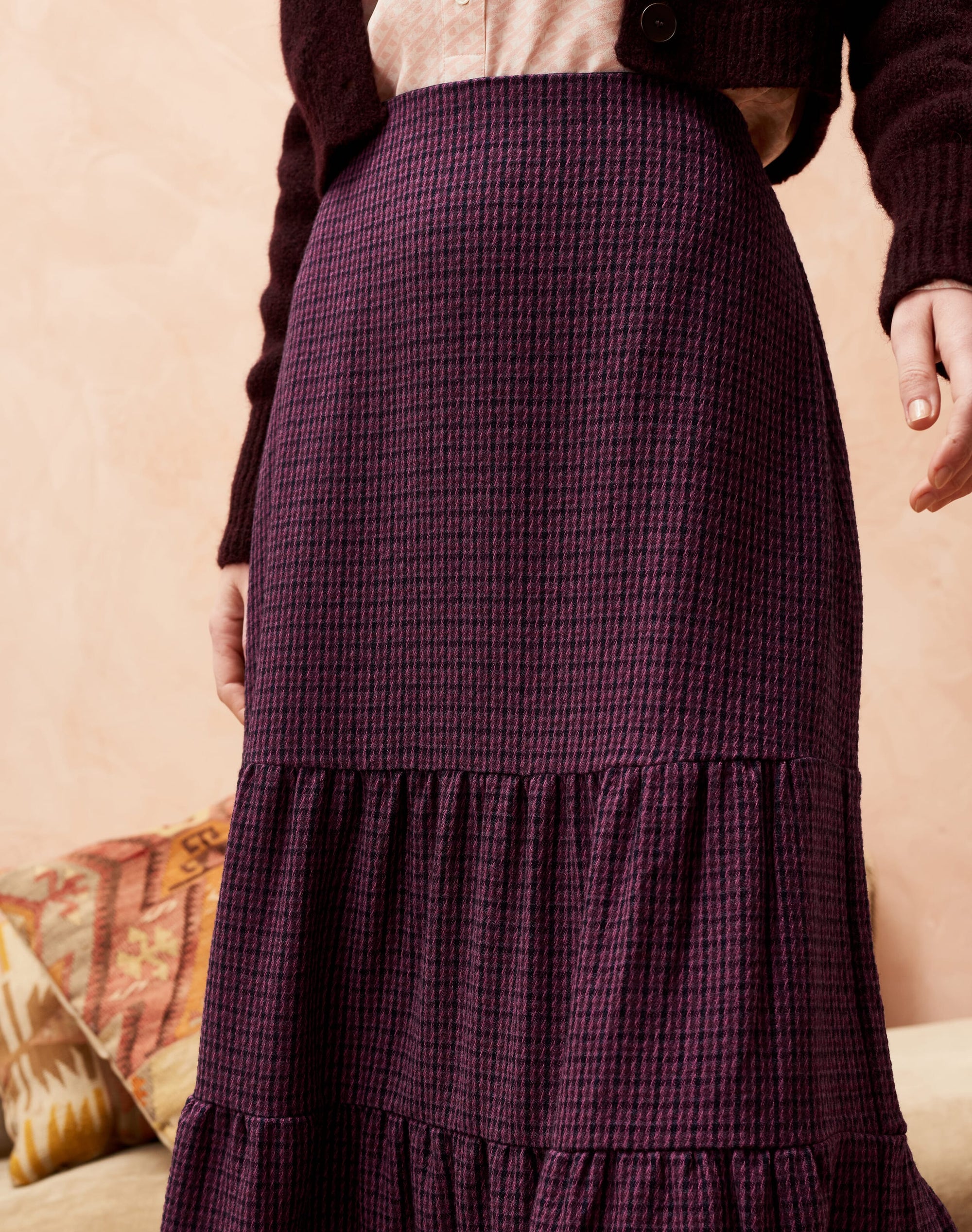 Textured Weave Tiered Skirt