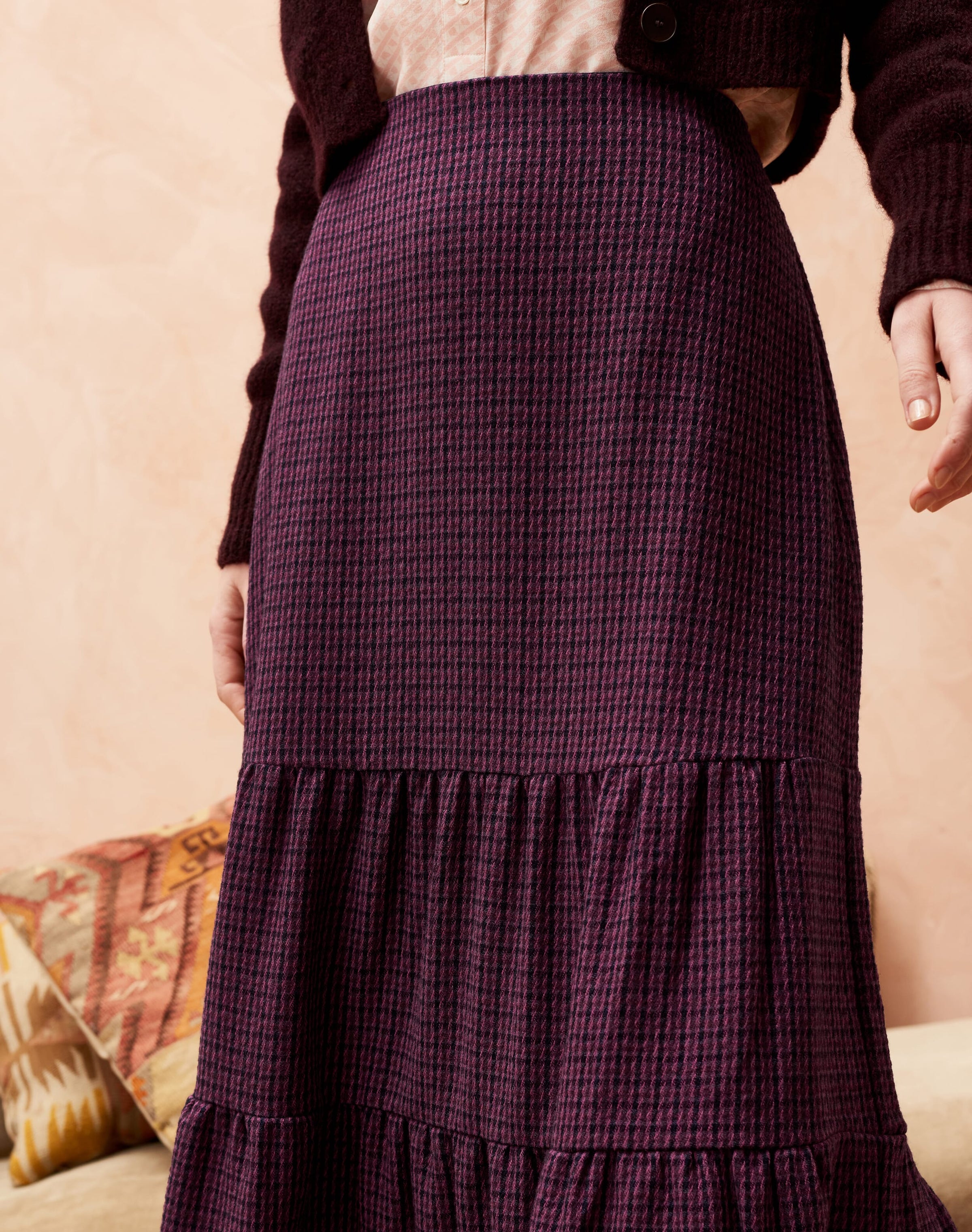 Textured Weave Tiered Skirt
