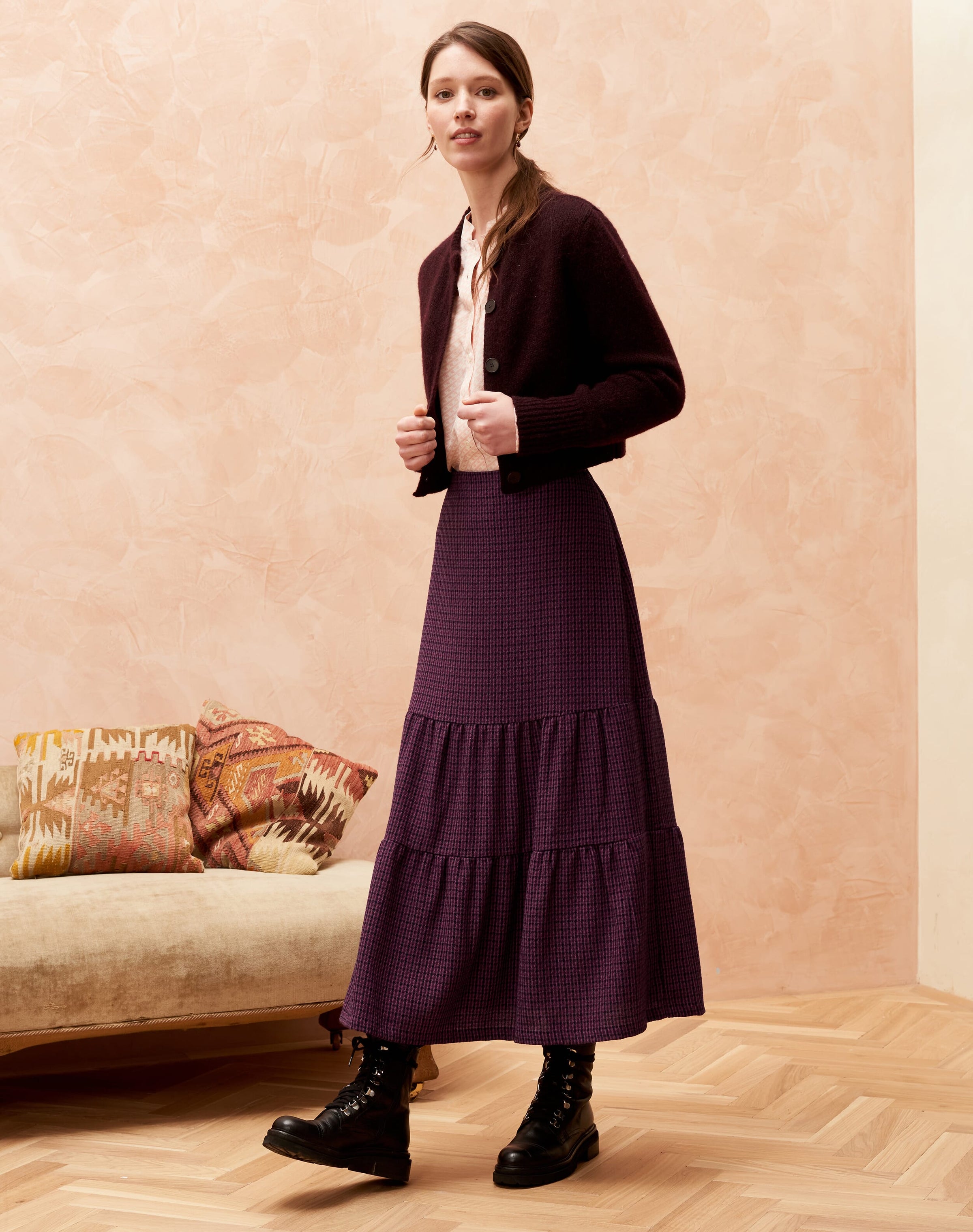 Textured Weave Tiered Skirt