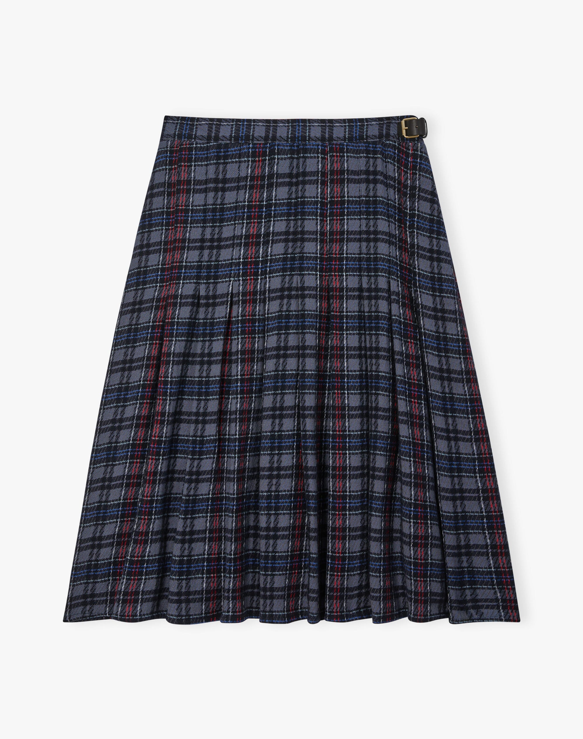 Textured Plaid Pleated Skirt