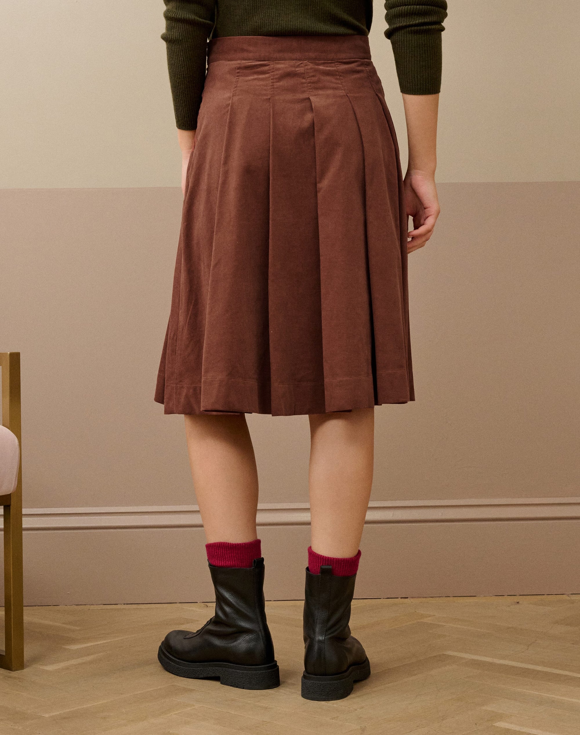 Needlecord Pleated Skirt