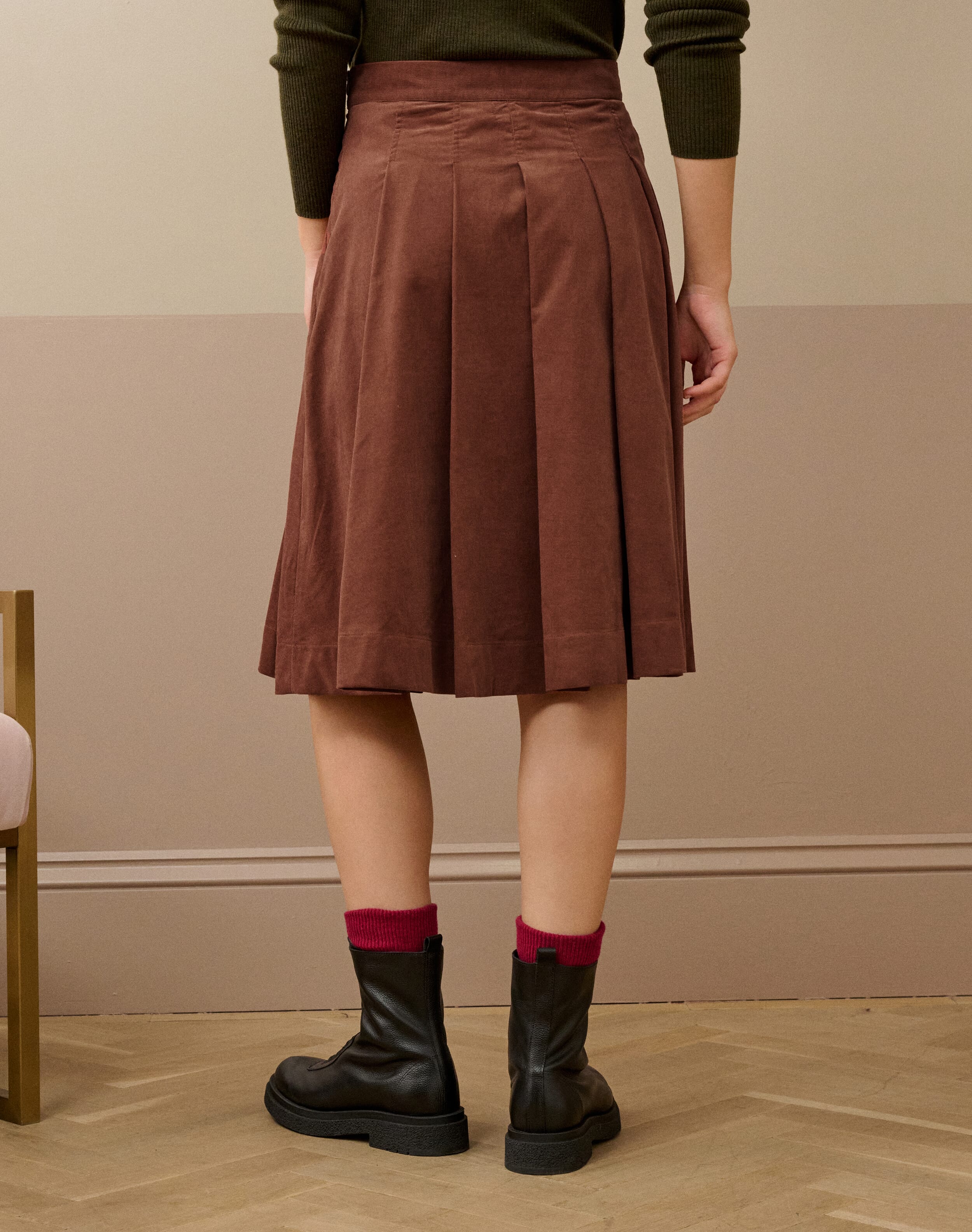 Needlecord Pleated Skirt