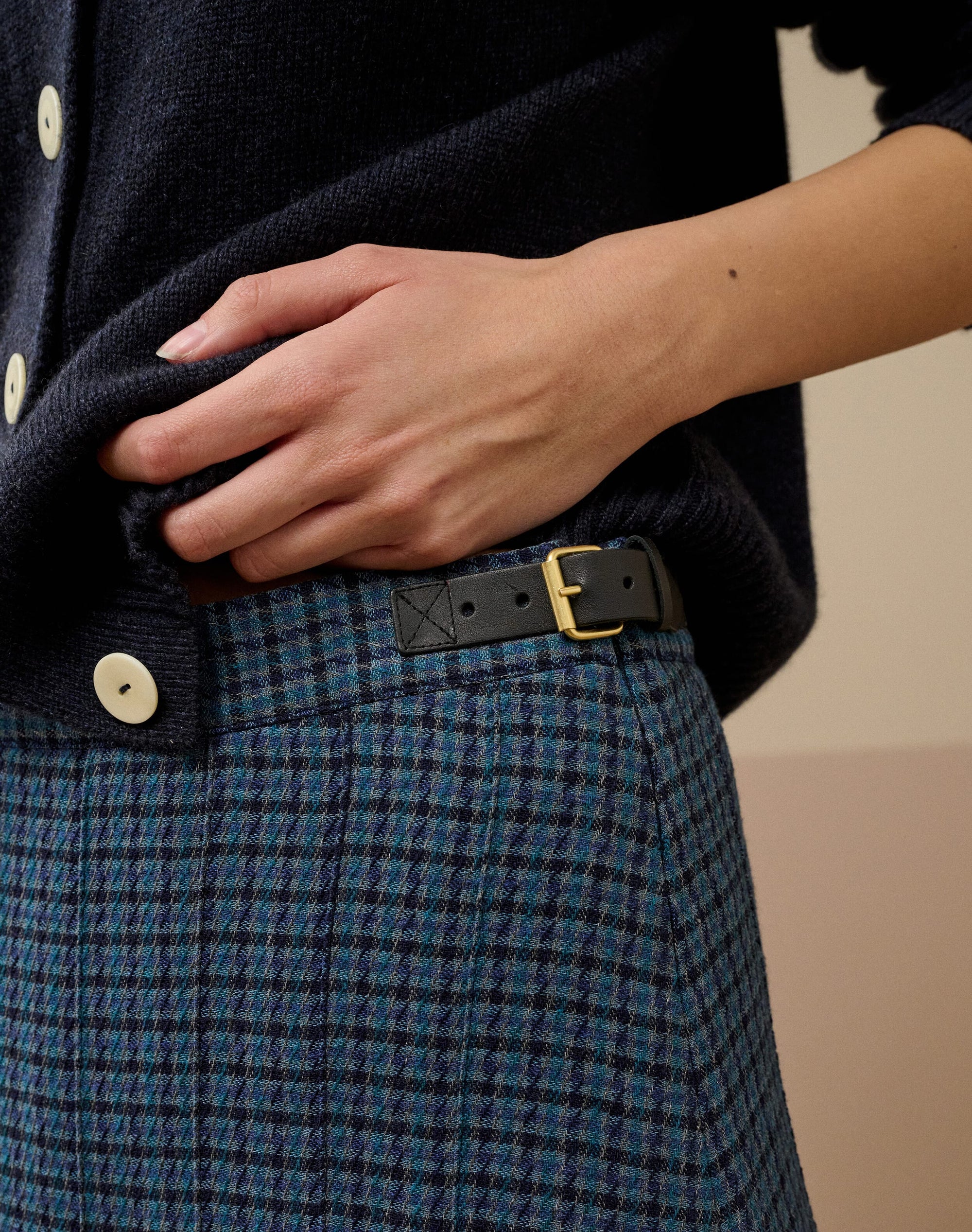 Puppytooth Check Pleated Skirt