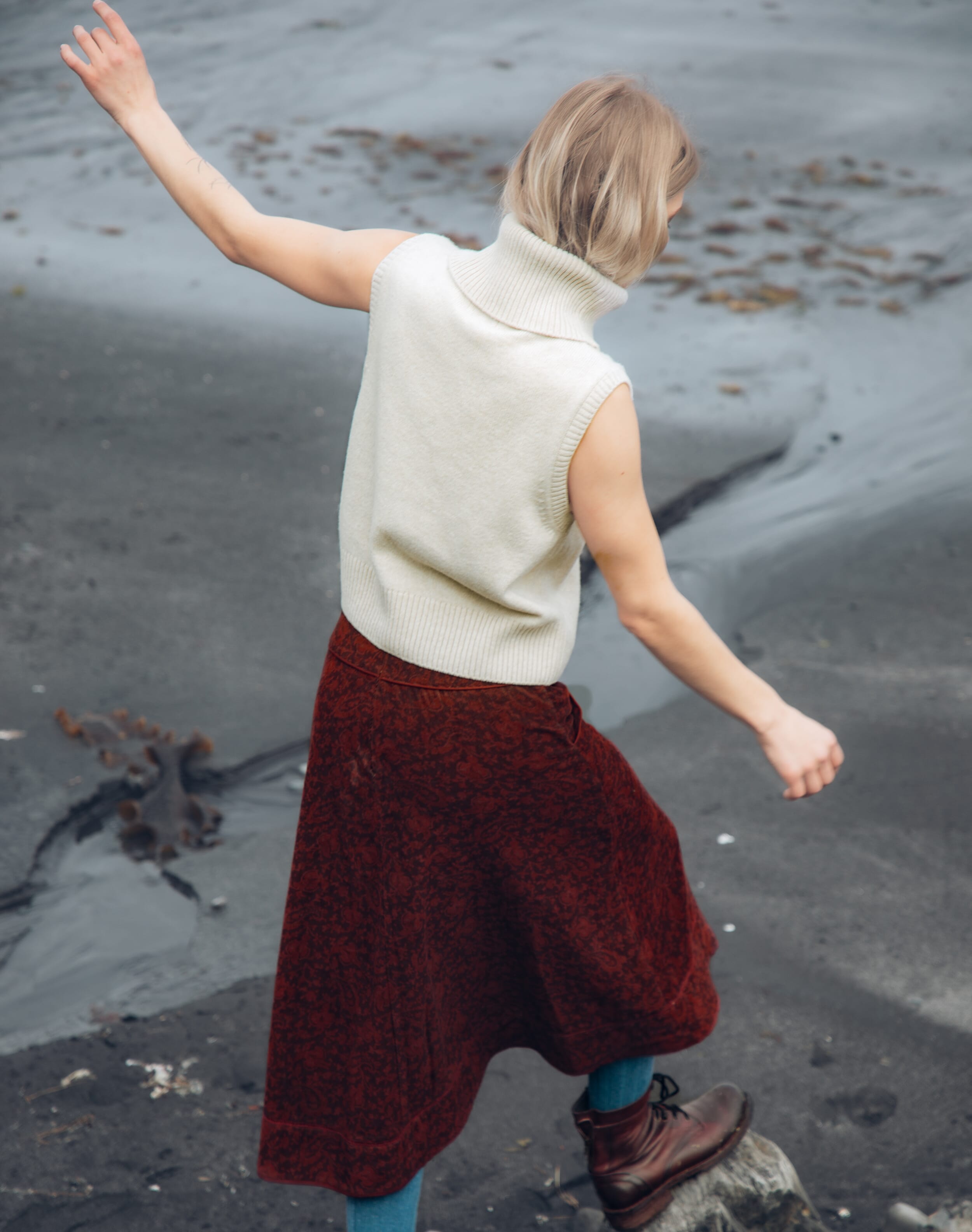 Organic Needlecord Paisley Print Skirt