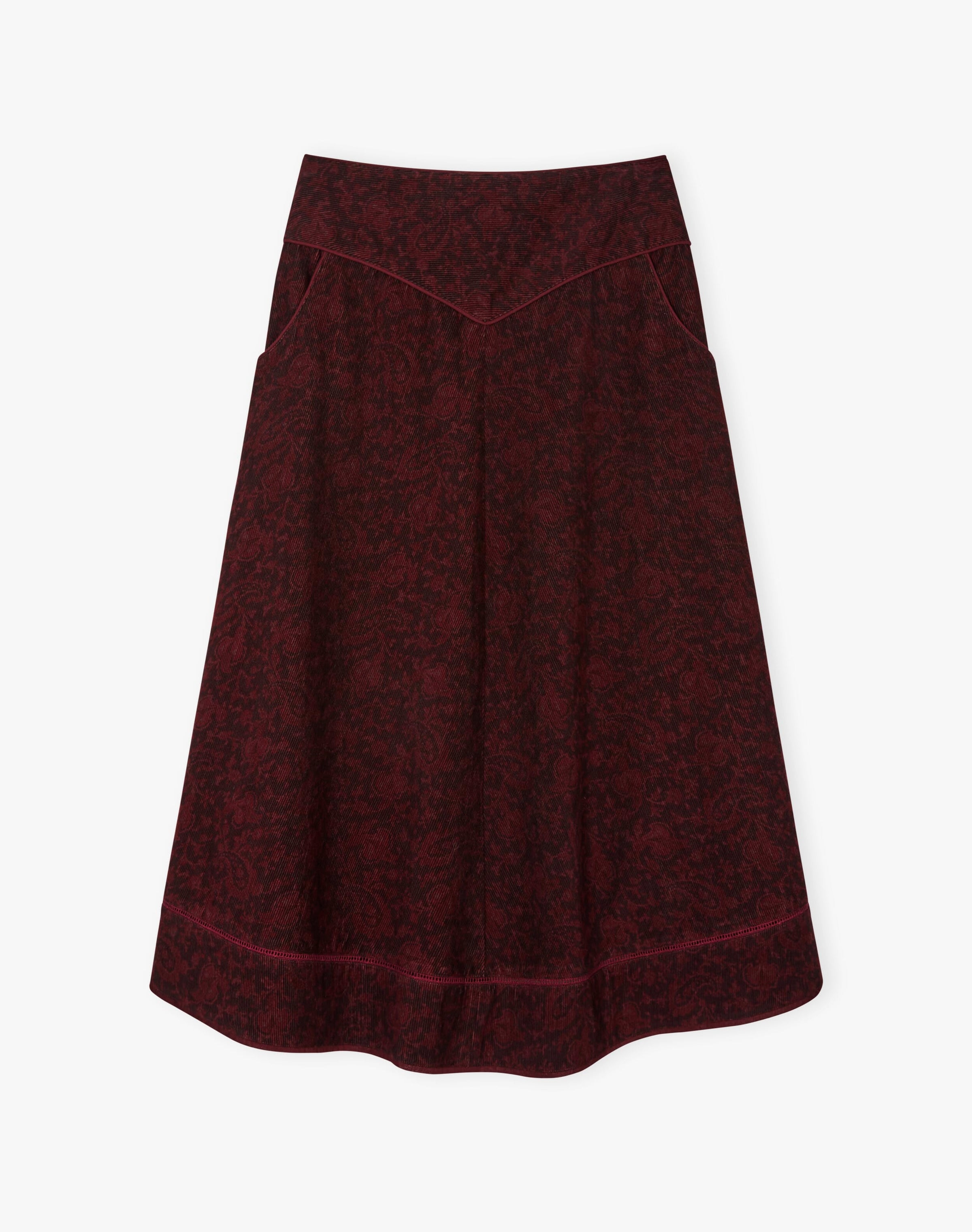 Organic Needlecord Paisley Print Skirt