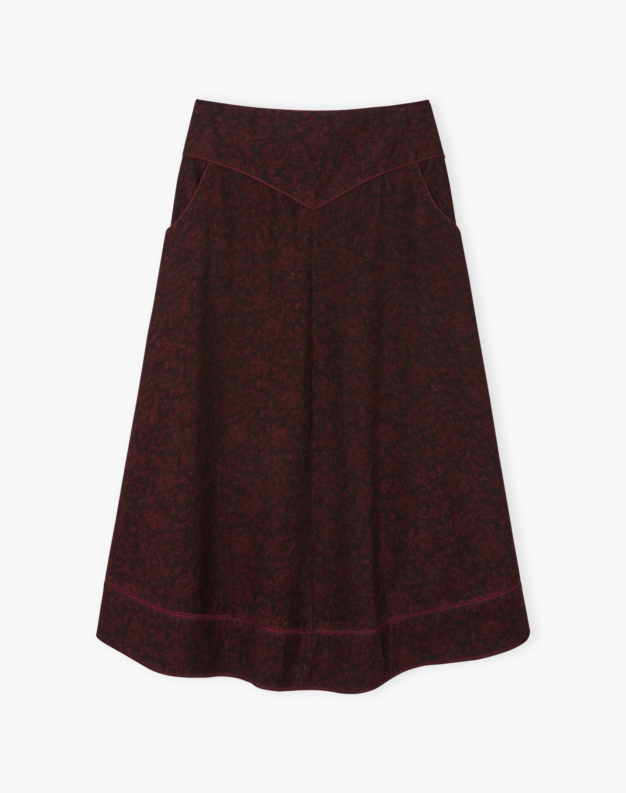 Organic Needlecord Paisley Print Skirt