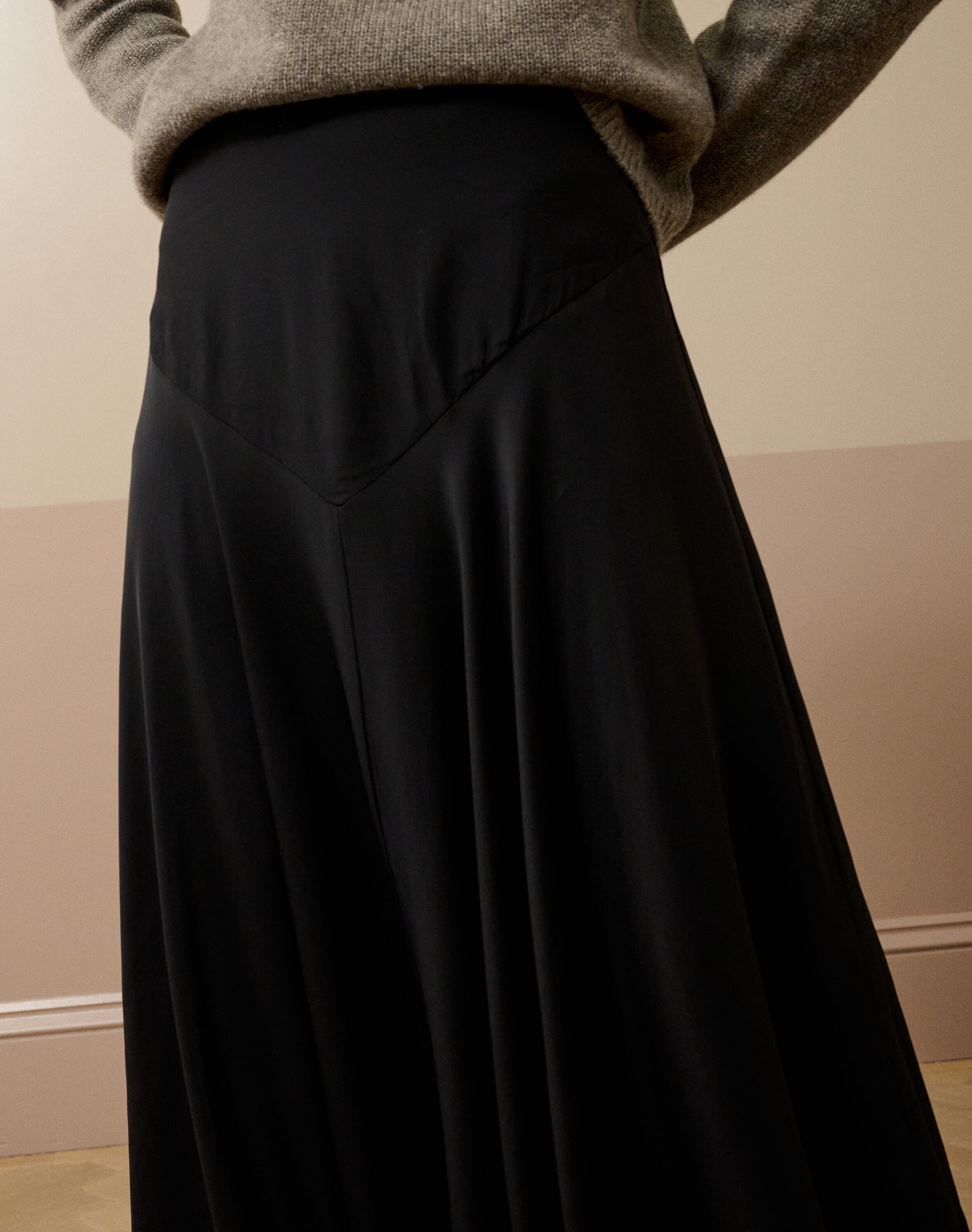 Satin Backed Crepe Skirt