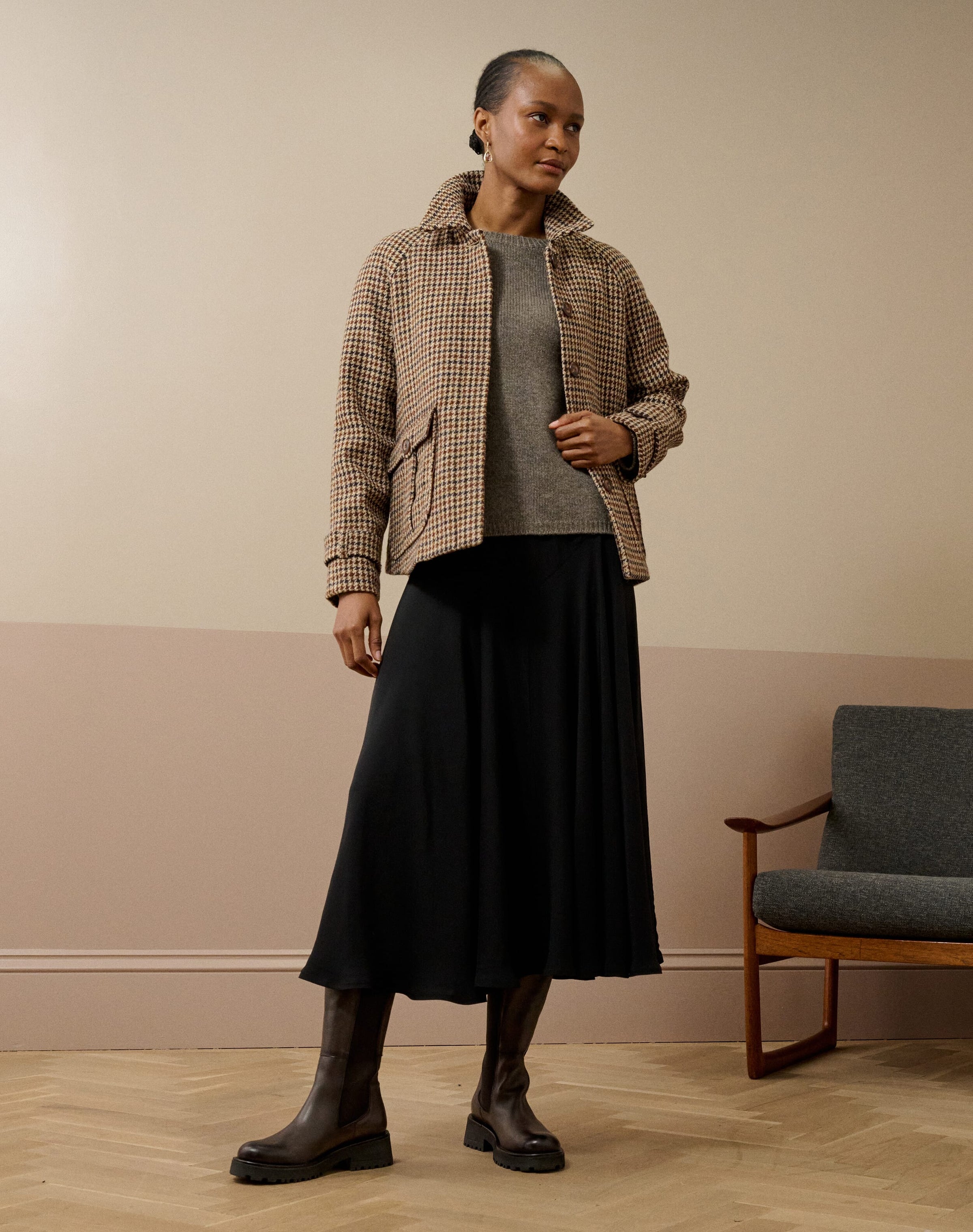 Satin Backed Crepe Skirt