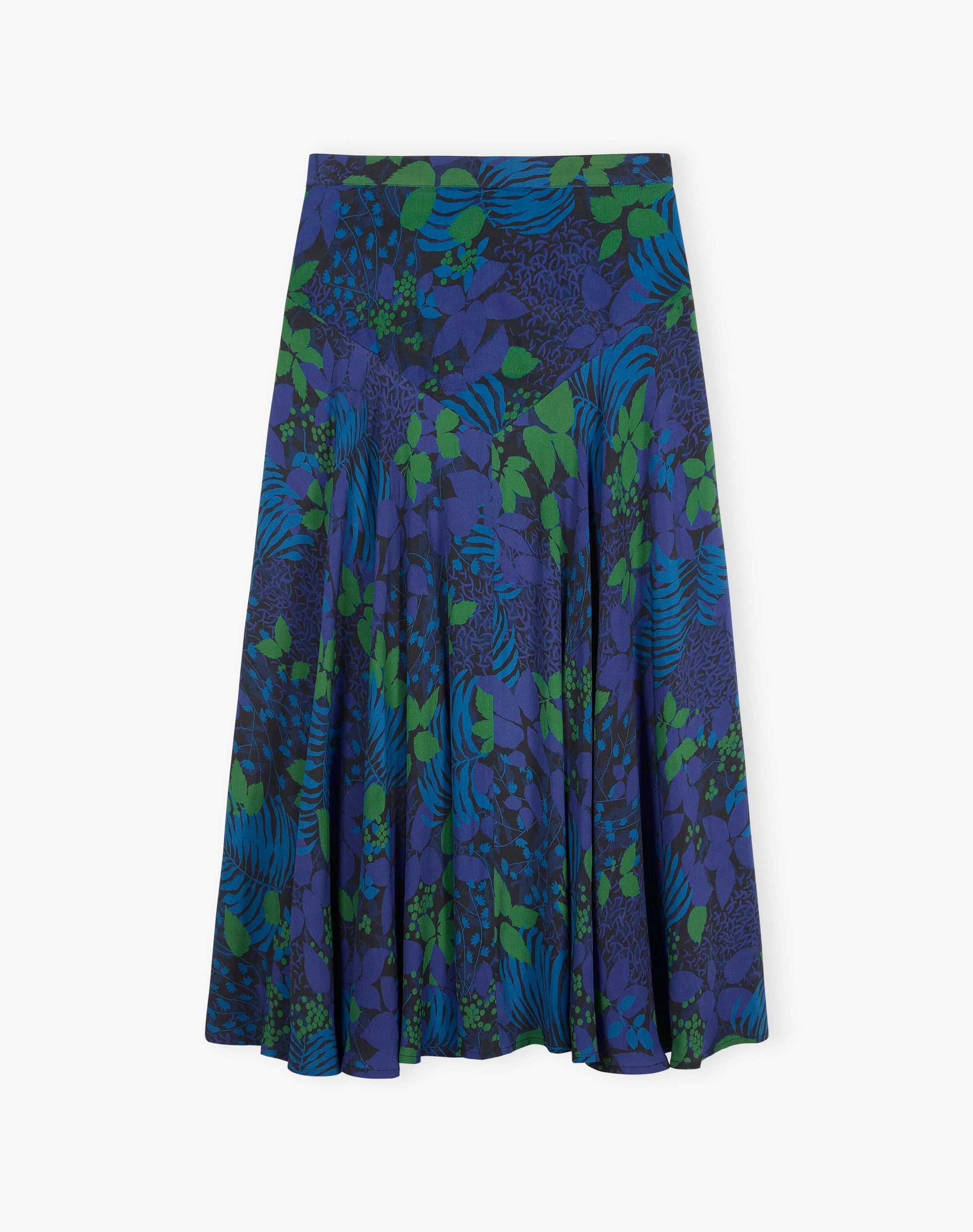 Satin Backed Crepe Leaf Print Skirt
