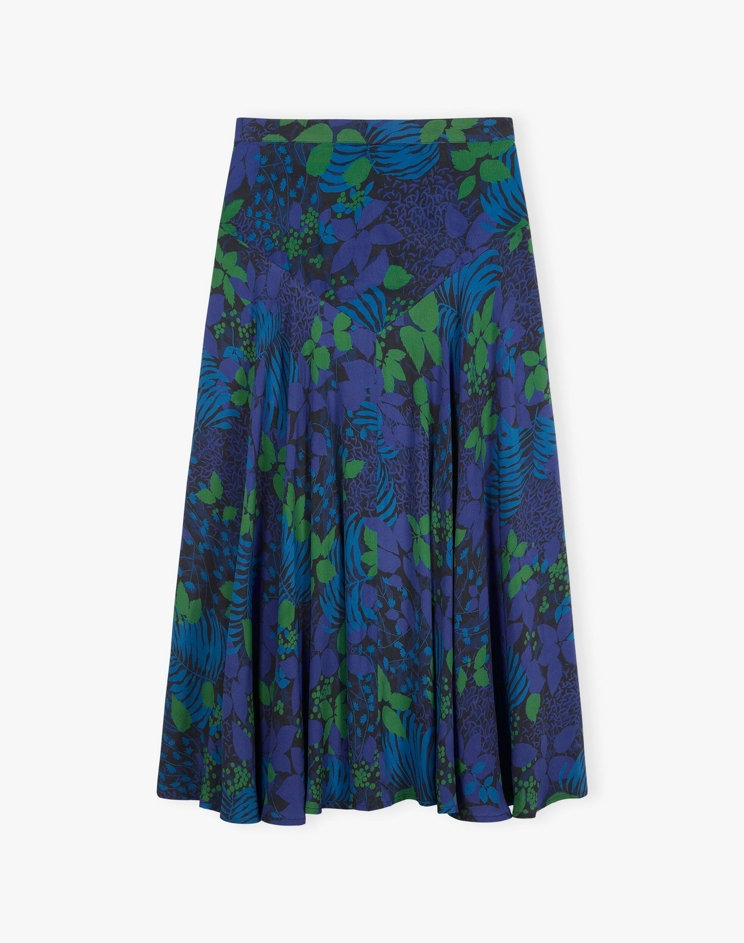 Satin Backed Crepe Leaf Print Skirt