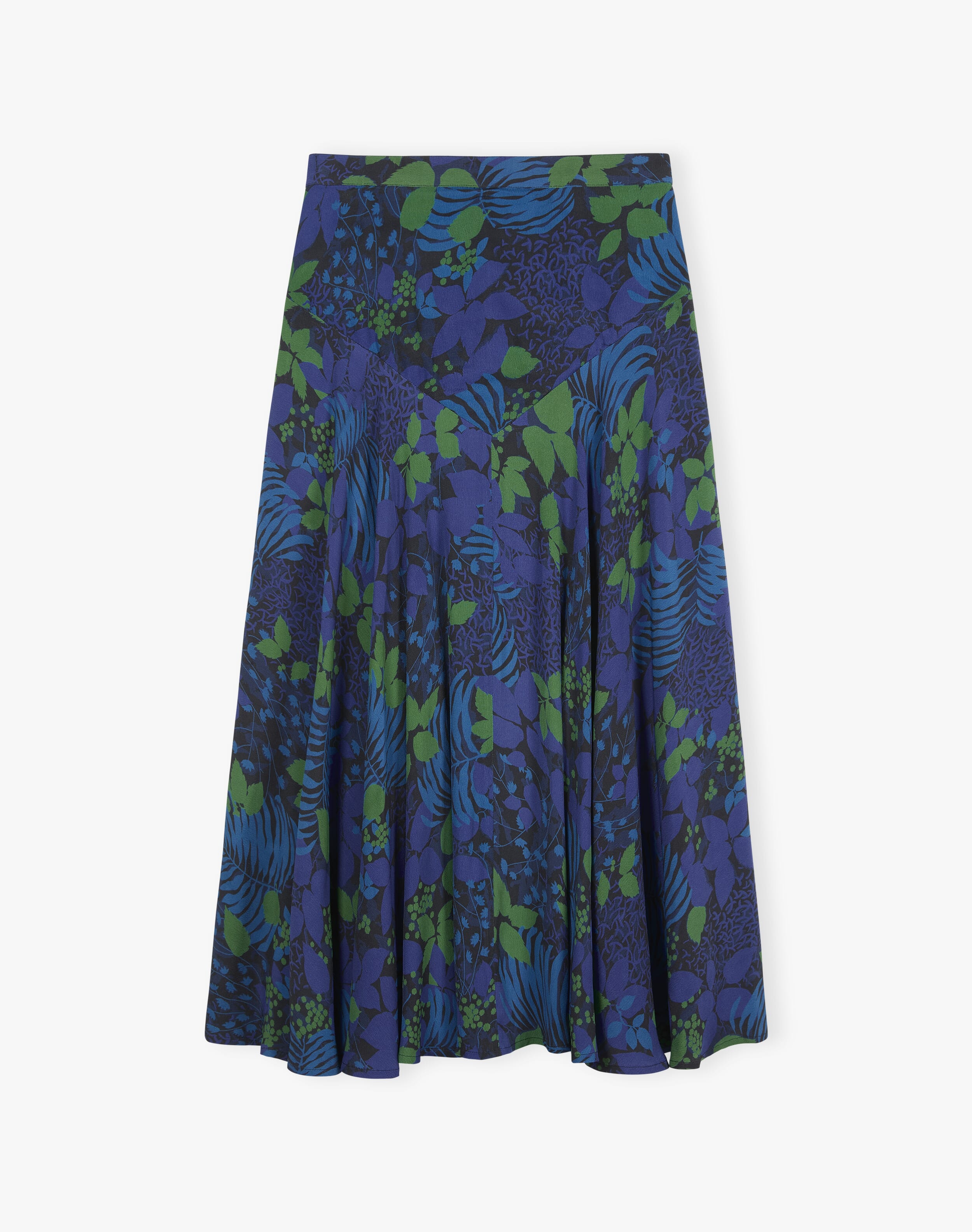 Satin Backed Crepe Leaf Print Skirt