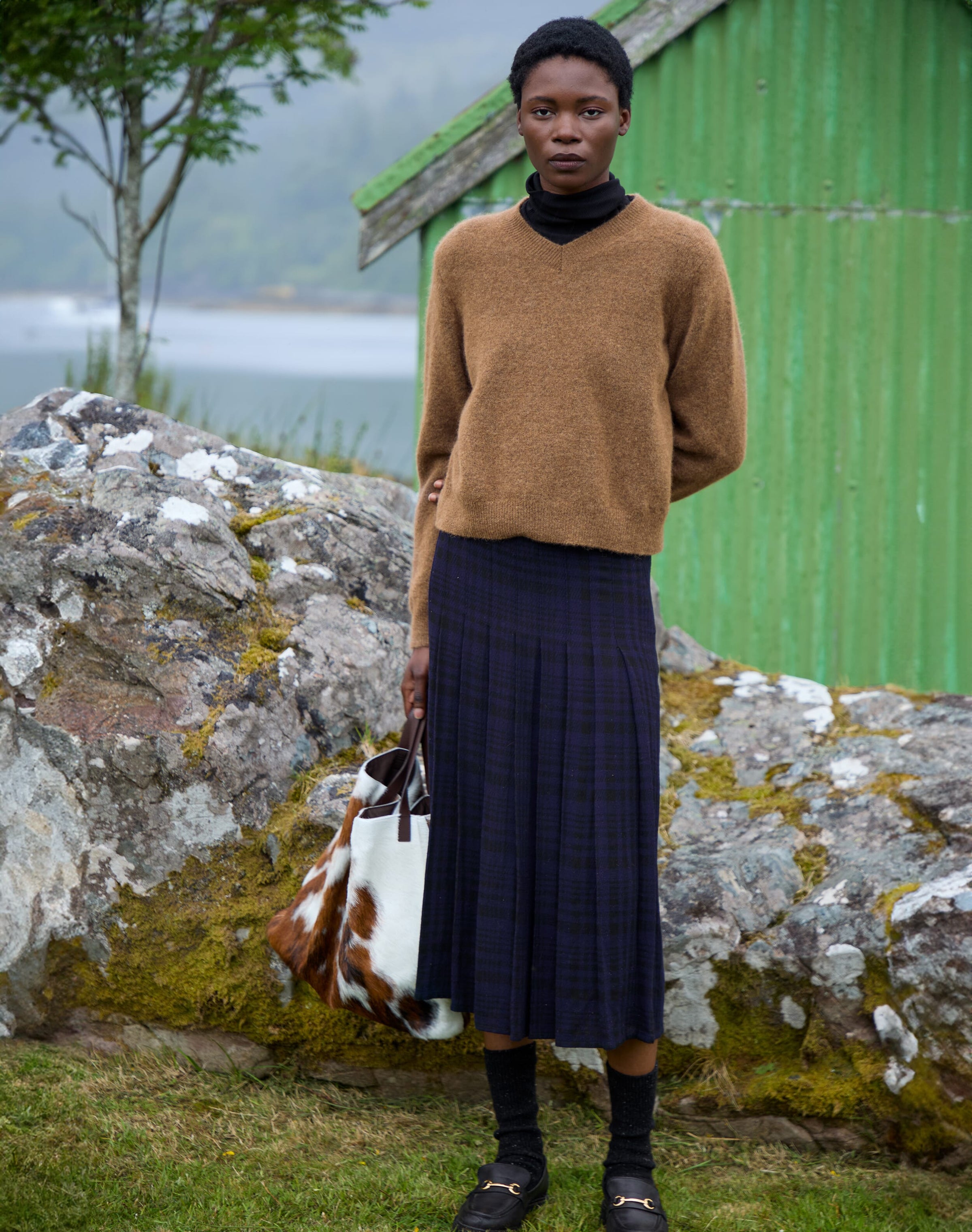 Check Pleated Skirt