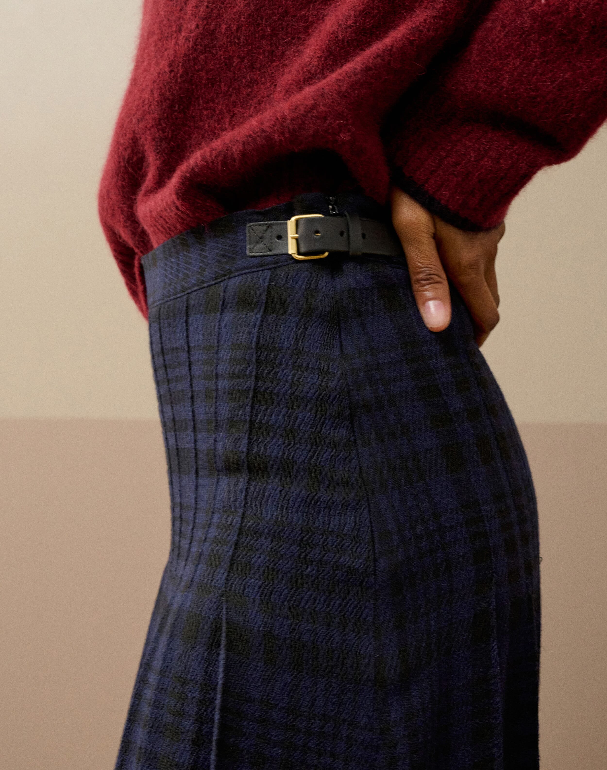 Check Pleated Skirt