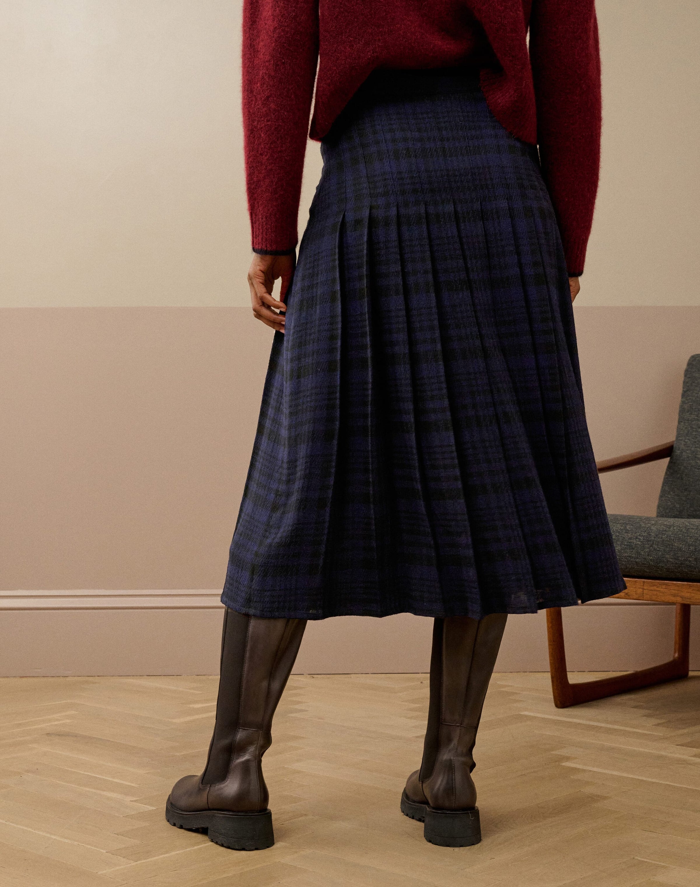 Check Pleated Skirt