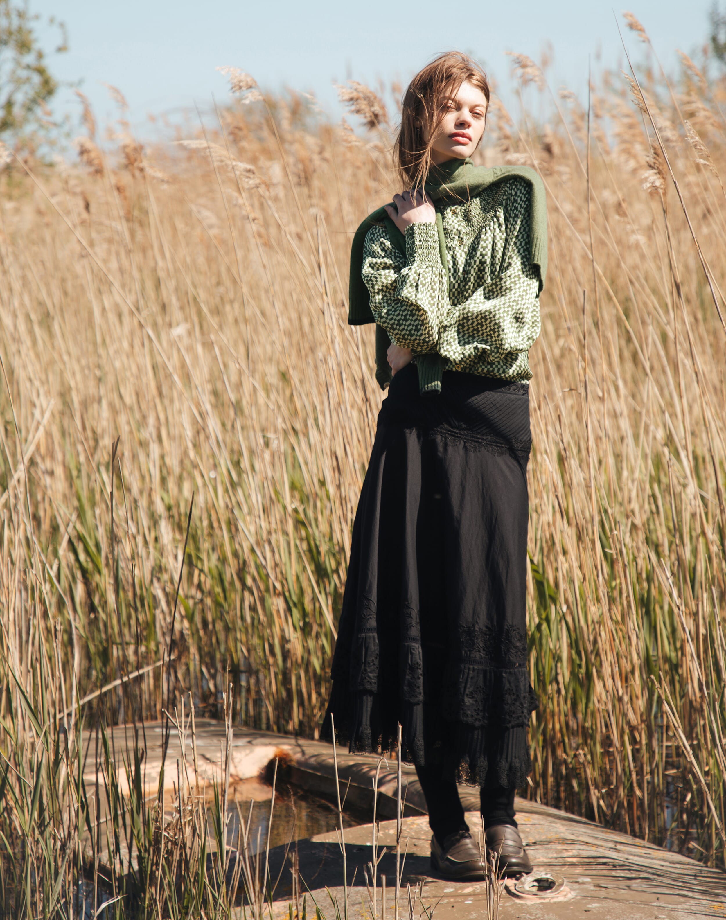 Silk Cotton Embroidered Skirt