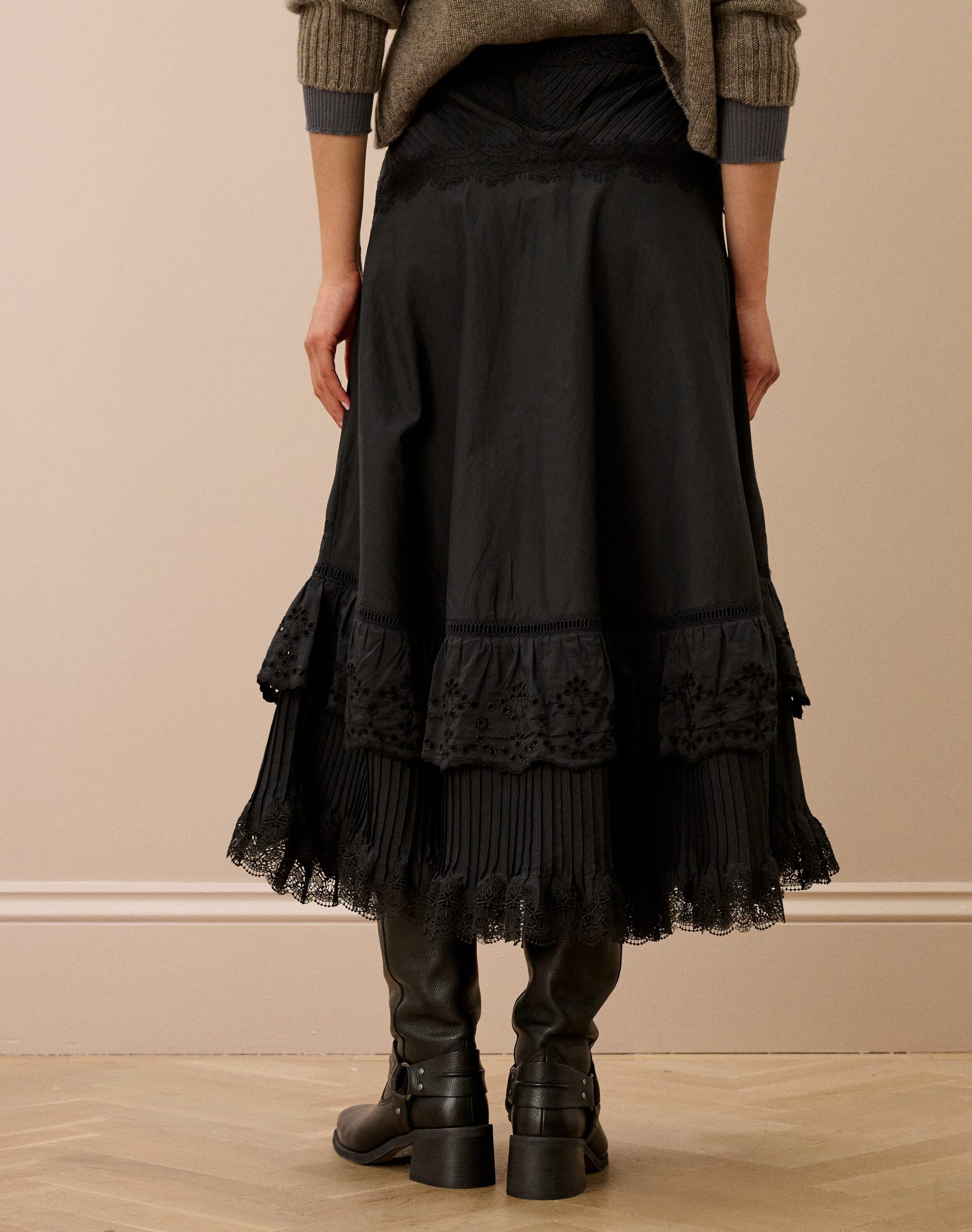 Silk Cotton Embroidered Skirt