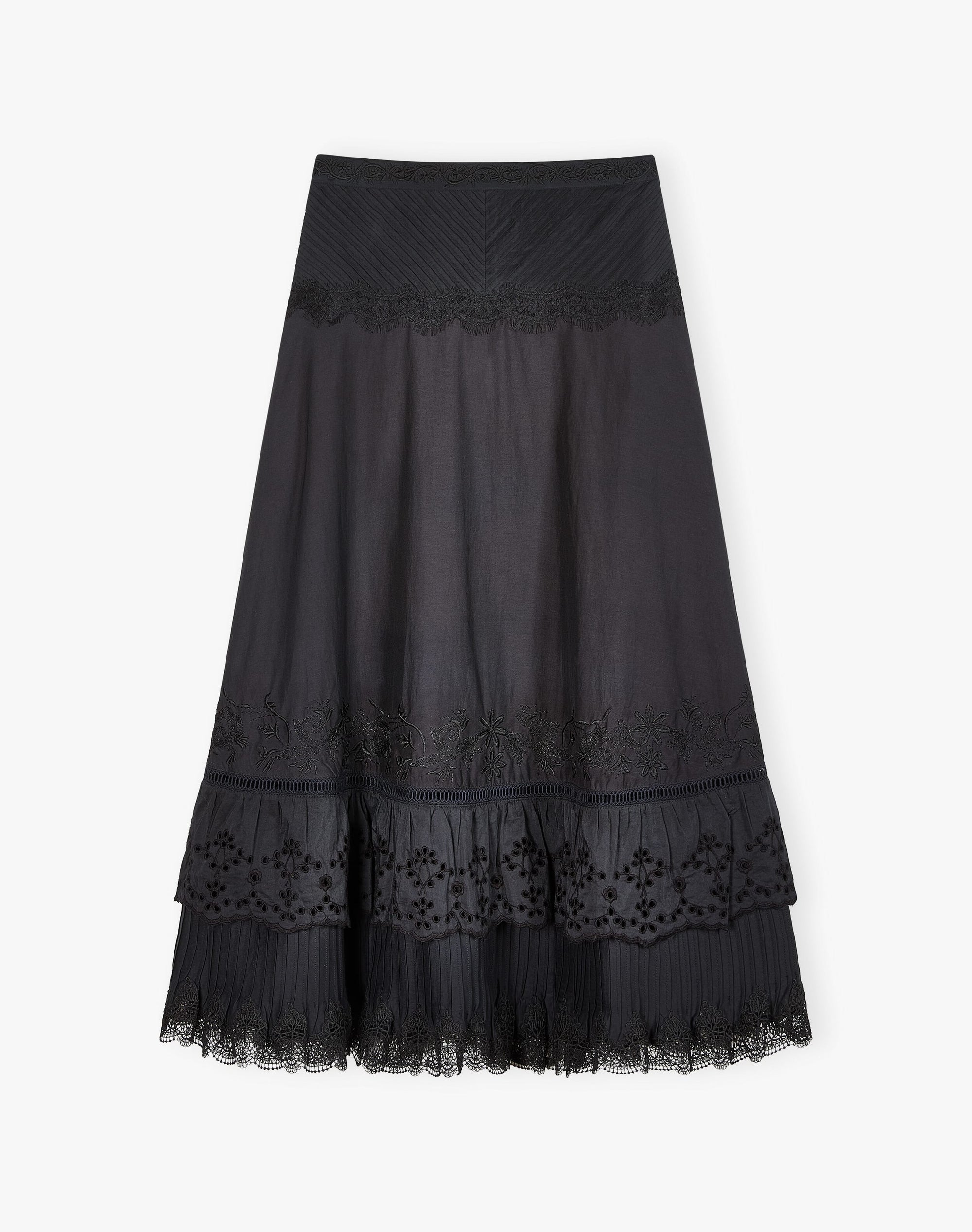 Silk Cotton Embroidered Skirt