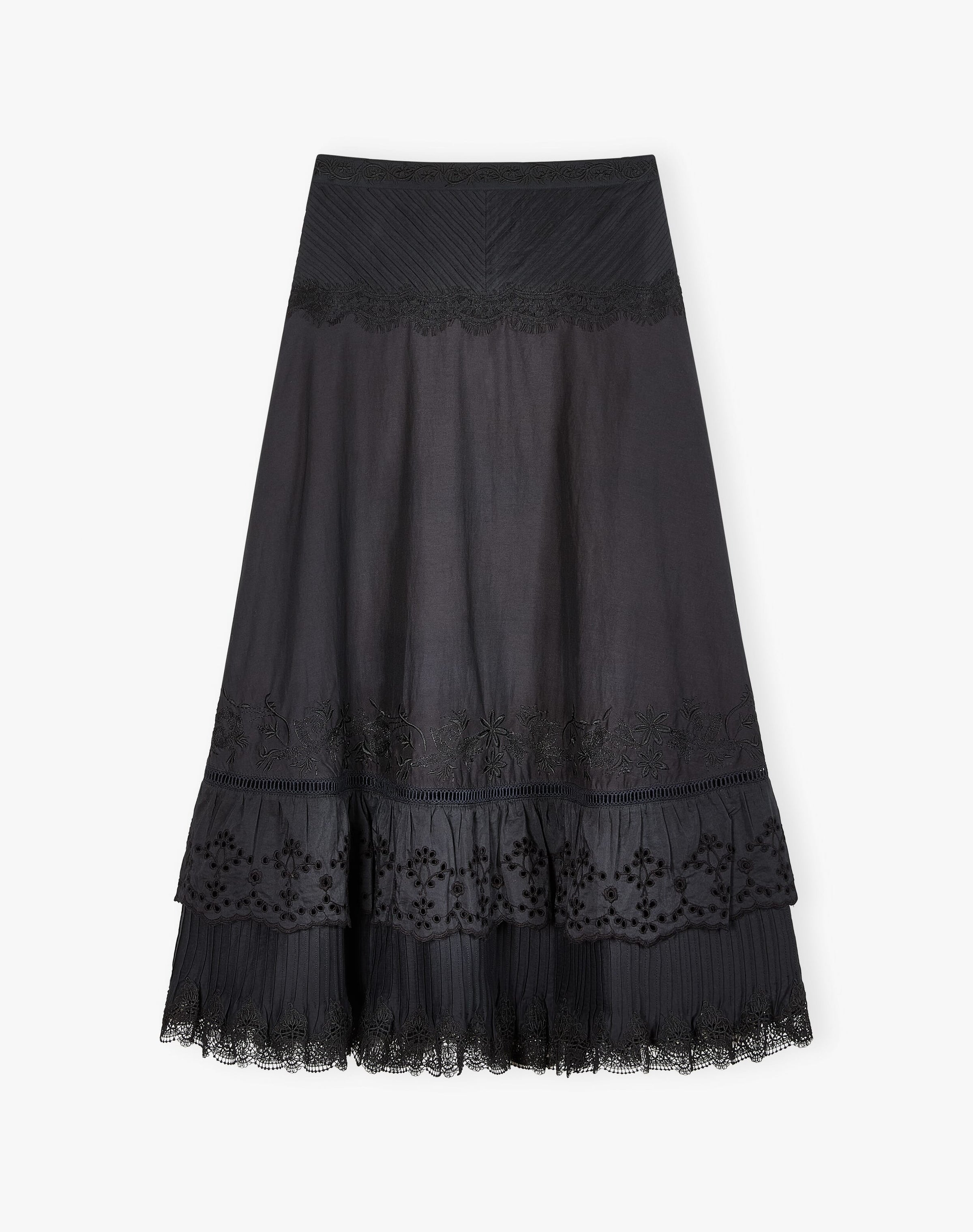 Silk Cotton Embroidered Skirt