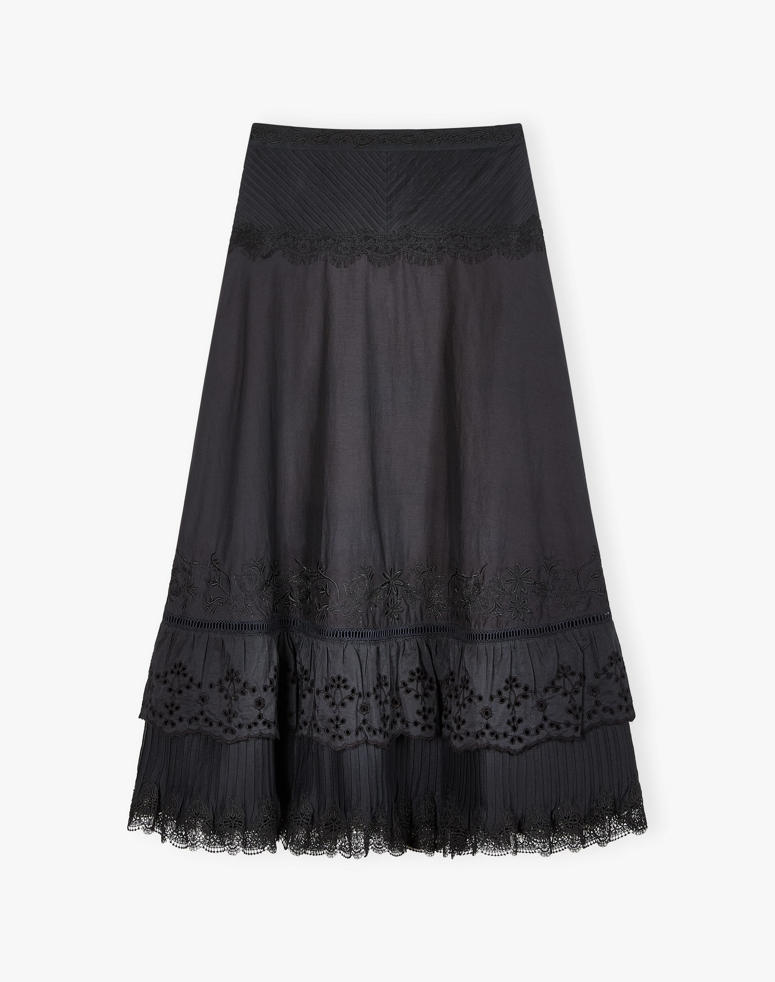 Silk Cotton Embroidered Skirt